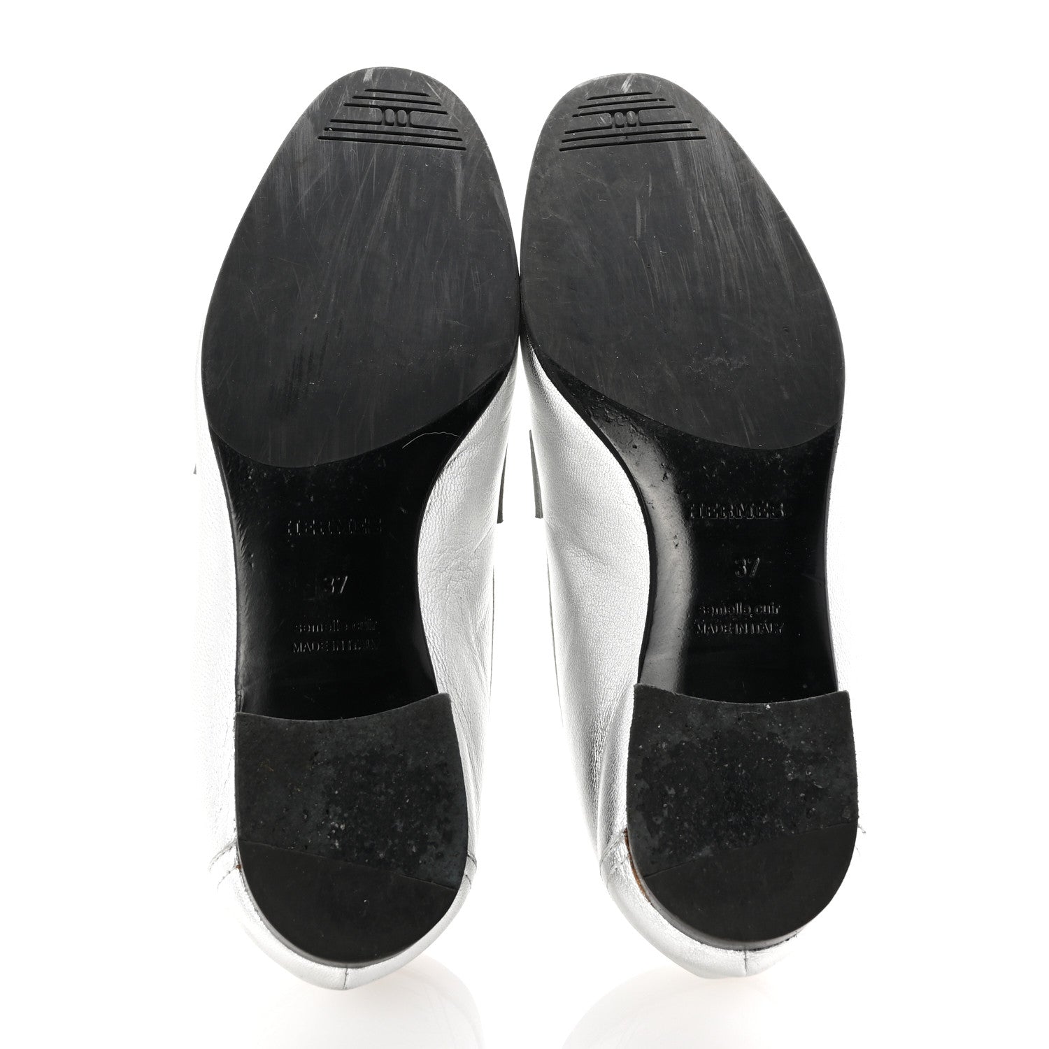 Metallic Calfskin Womens Paris Loafers 37 Silver