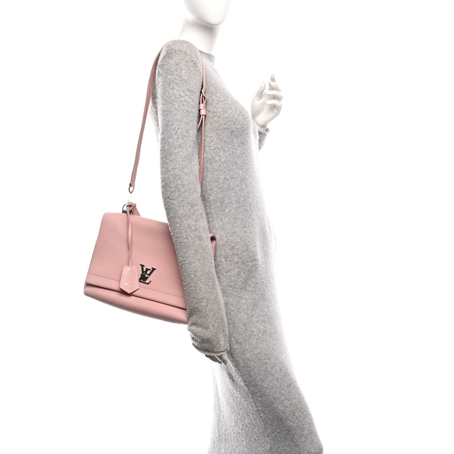 Soft Calfskin Lockme II Top Handle Rose Ballerine