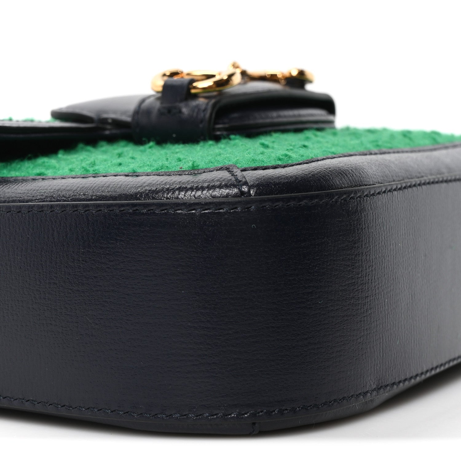 Casy Wool Azalea Calfskin Mini Horsebit 1955 Shoulder Bag Deep Deep Emerald Blue