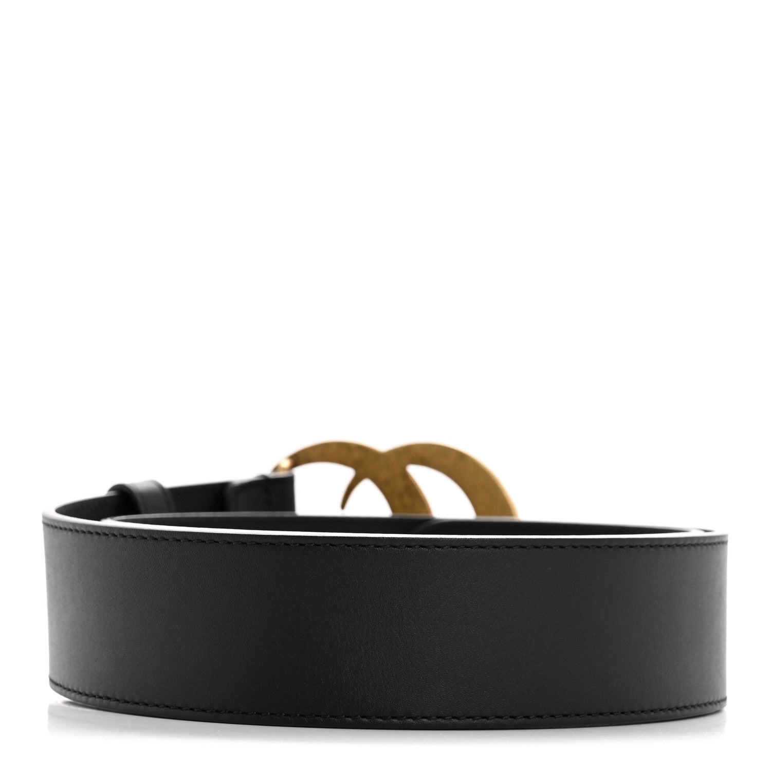 Moon Calfskin Pearl Double G 40mm 75 30 Belt Black Cream