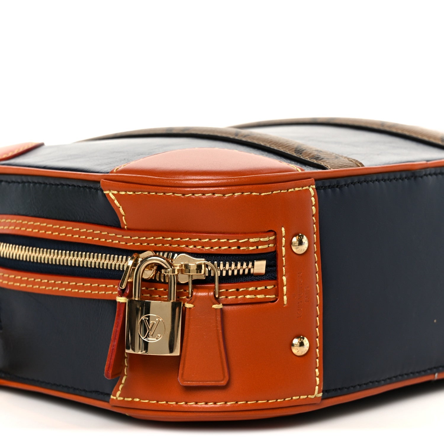 Calfskin Reverse Monogram Valisette PM Navy Caramel