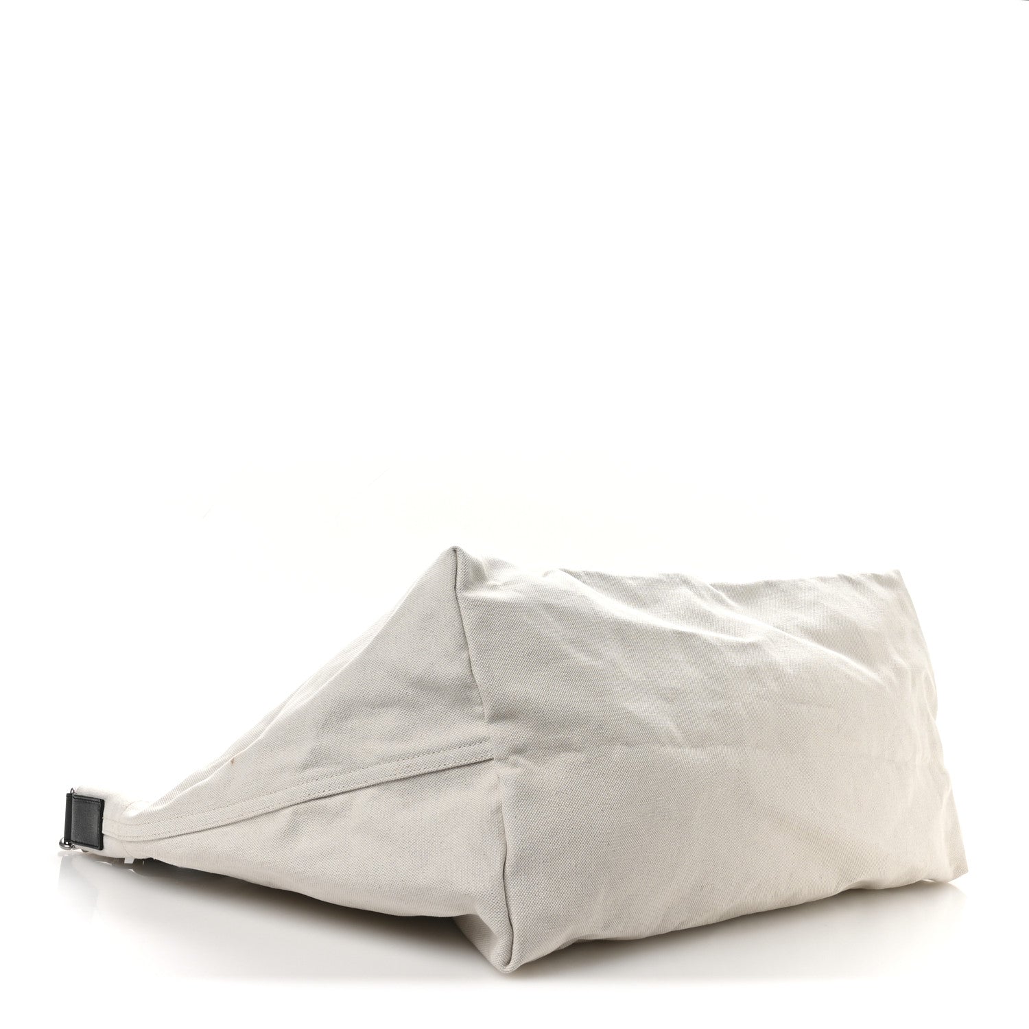 Linen Calfskin Rive Gauche Maxi Tote Grege et Noir