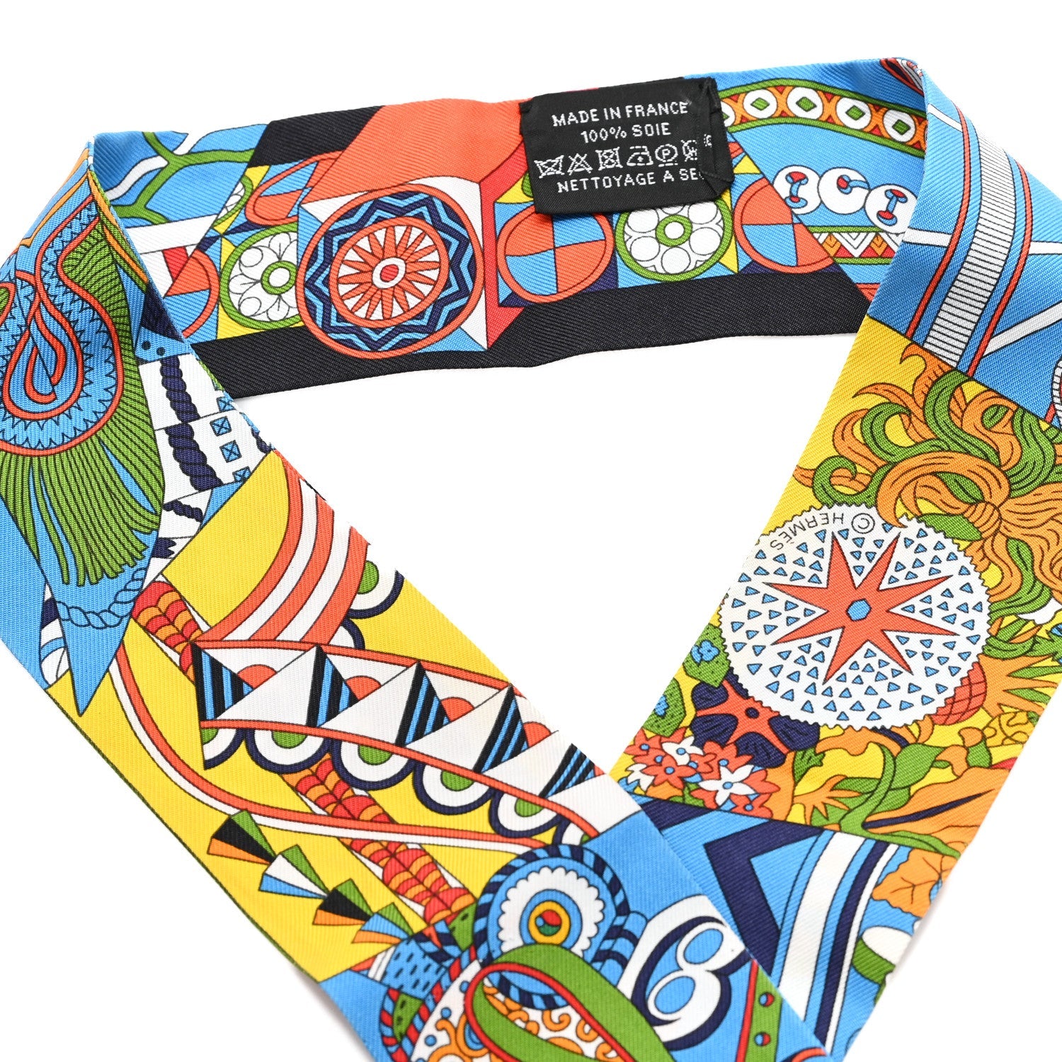 Silk De l'Ombrelle Aux Duels Sticker Twilly Black Bleu Jaune Vif