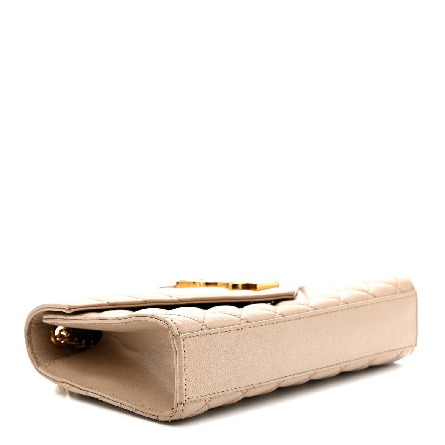 Grain De Poudre Textured Mixed Matelasse Triquilt Small Monogram Satchel Dark Beige
