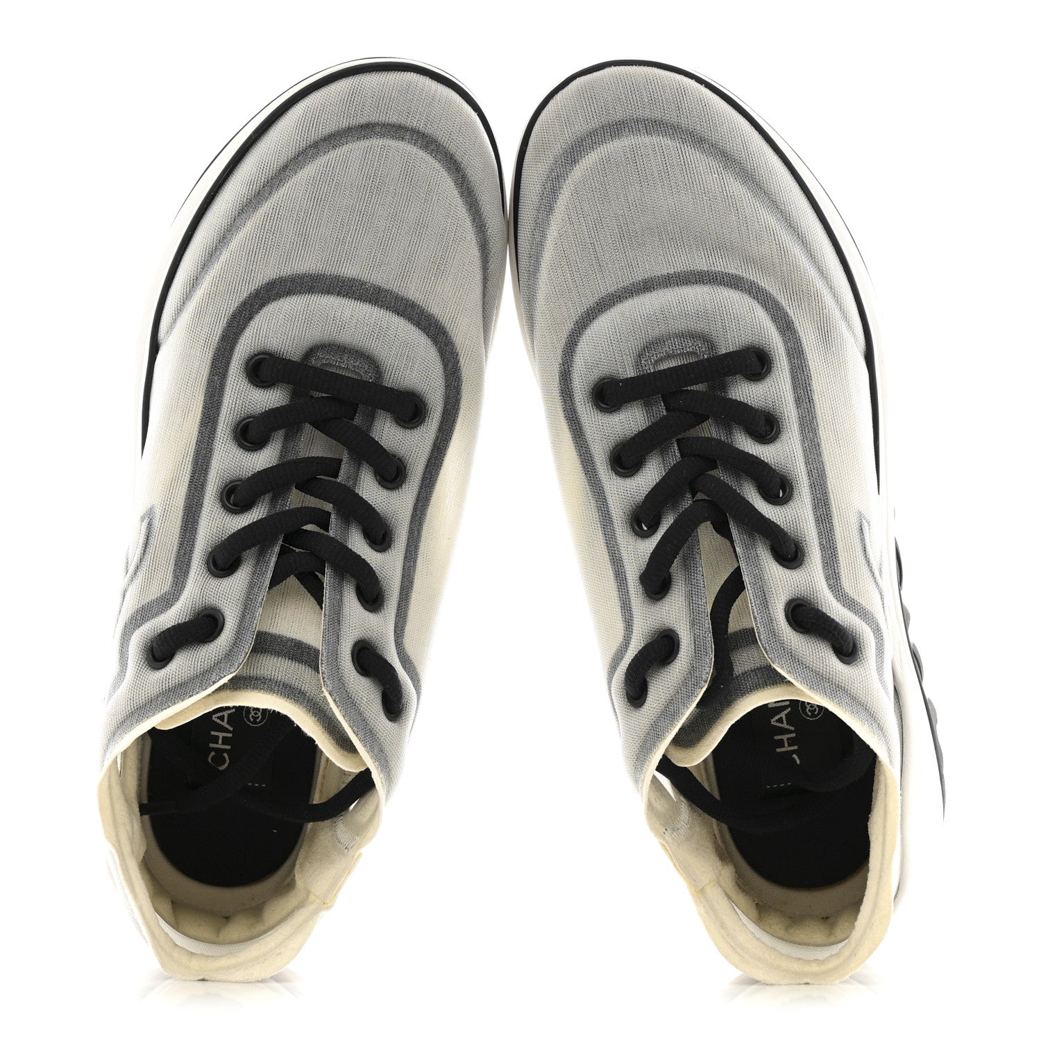 Calfskin Mesh Lycra Womens Logo Sneakers 39 White Grey