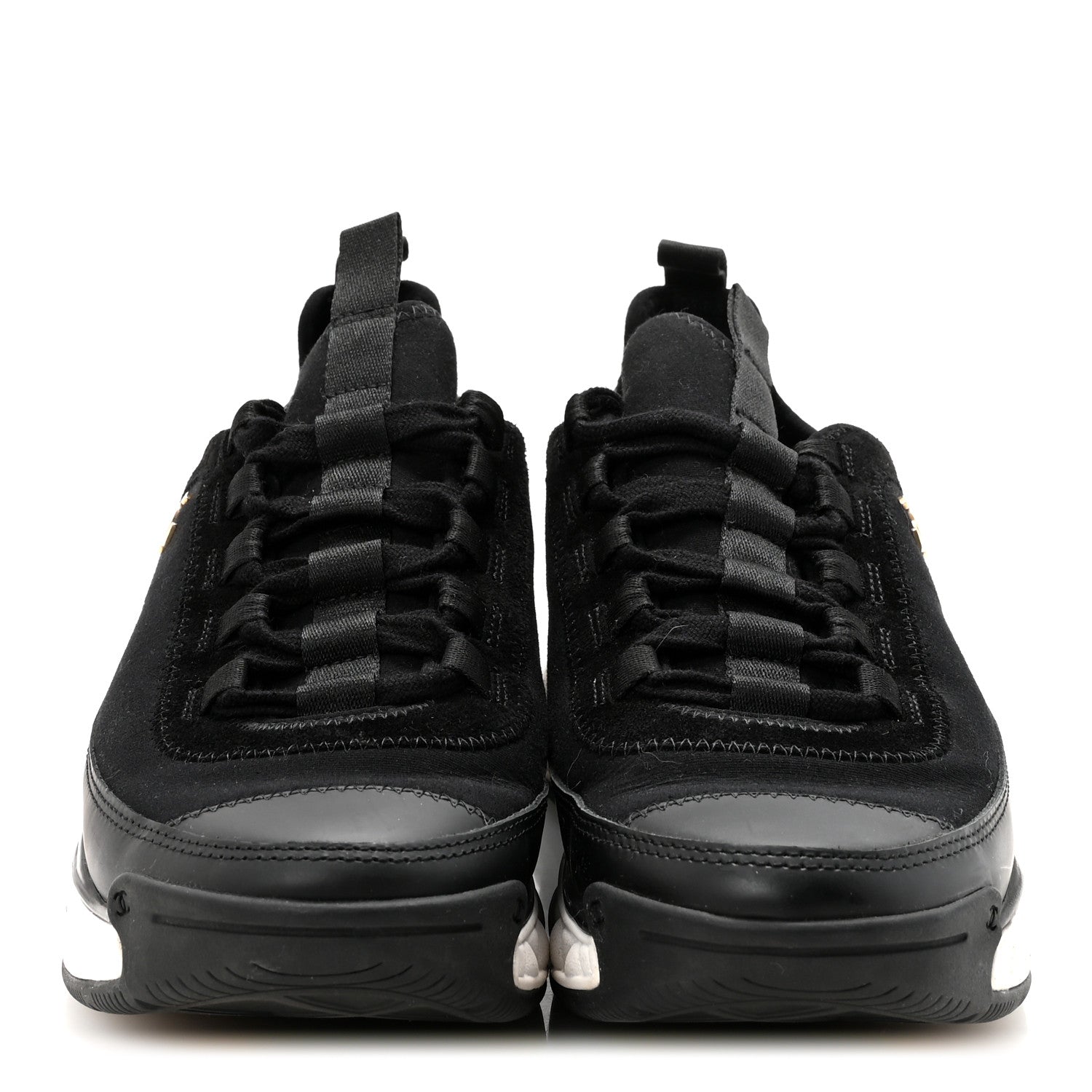 Velvet Calfskin Mixed Fibers CC Sneakers 38 Black