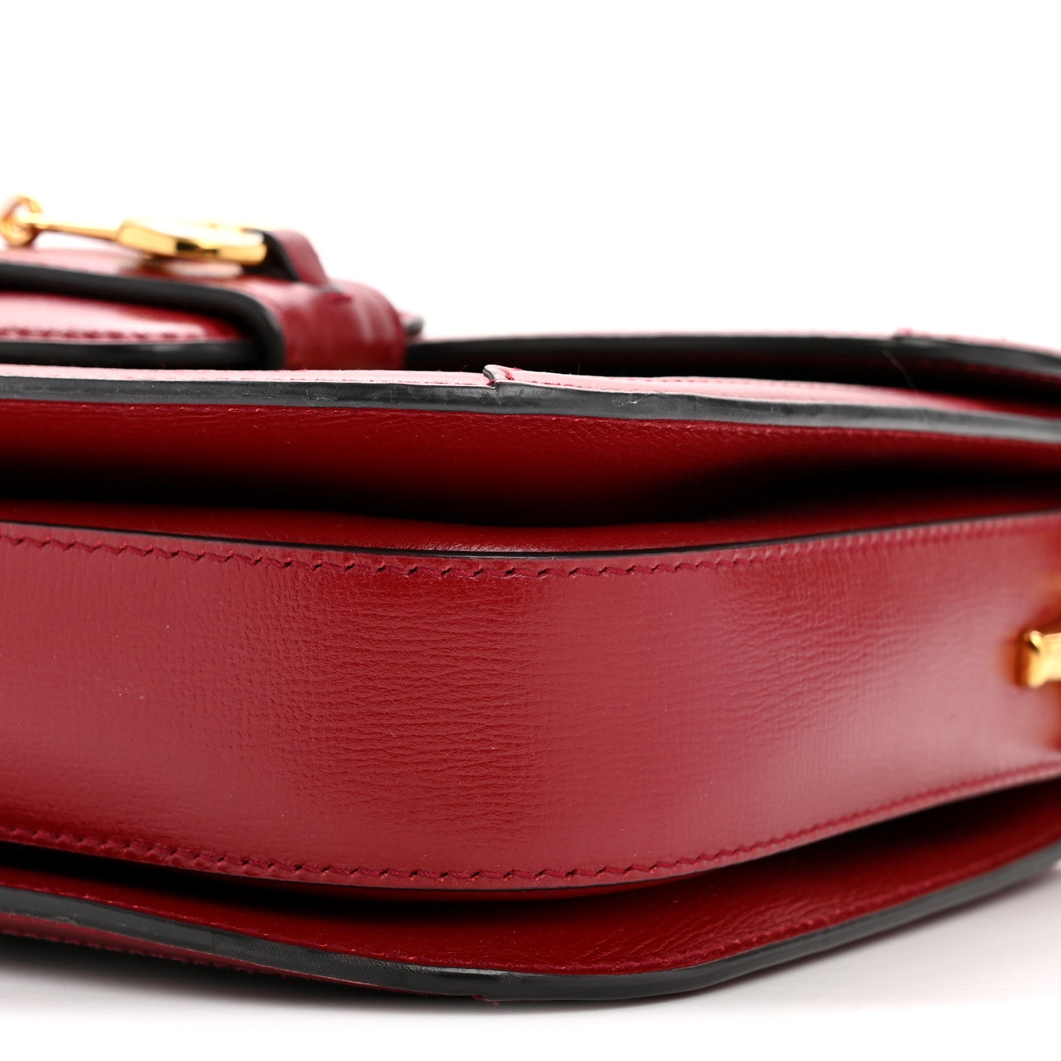 GG Supreme Monogram Azalea Calfskin Horsebit 1955 Shoulder Bag Beige Ebony New Cherry Red