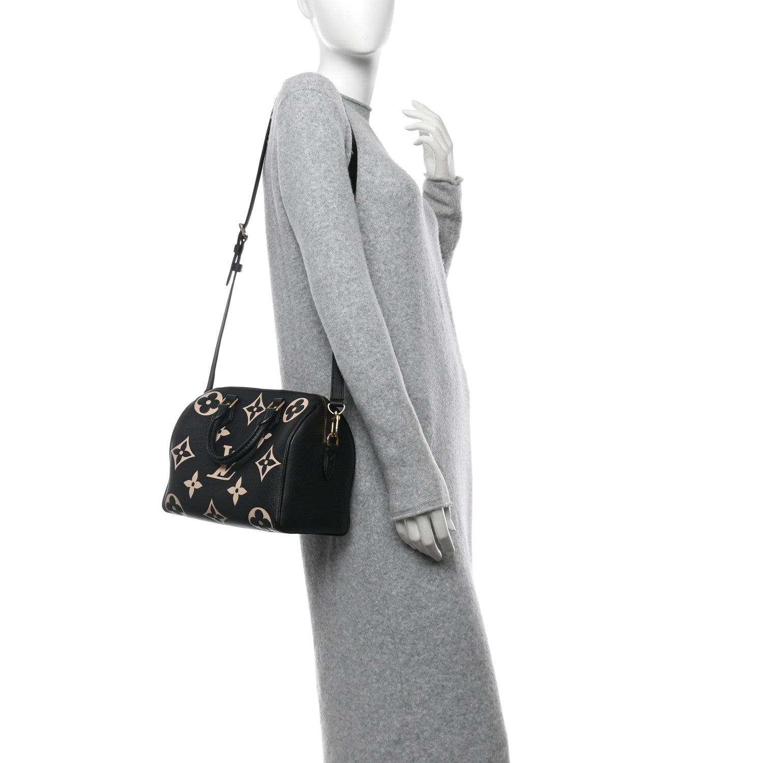 Empreinte Monogram Giant Speedy Bandouliere 25 Black Beige