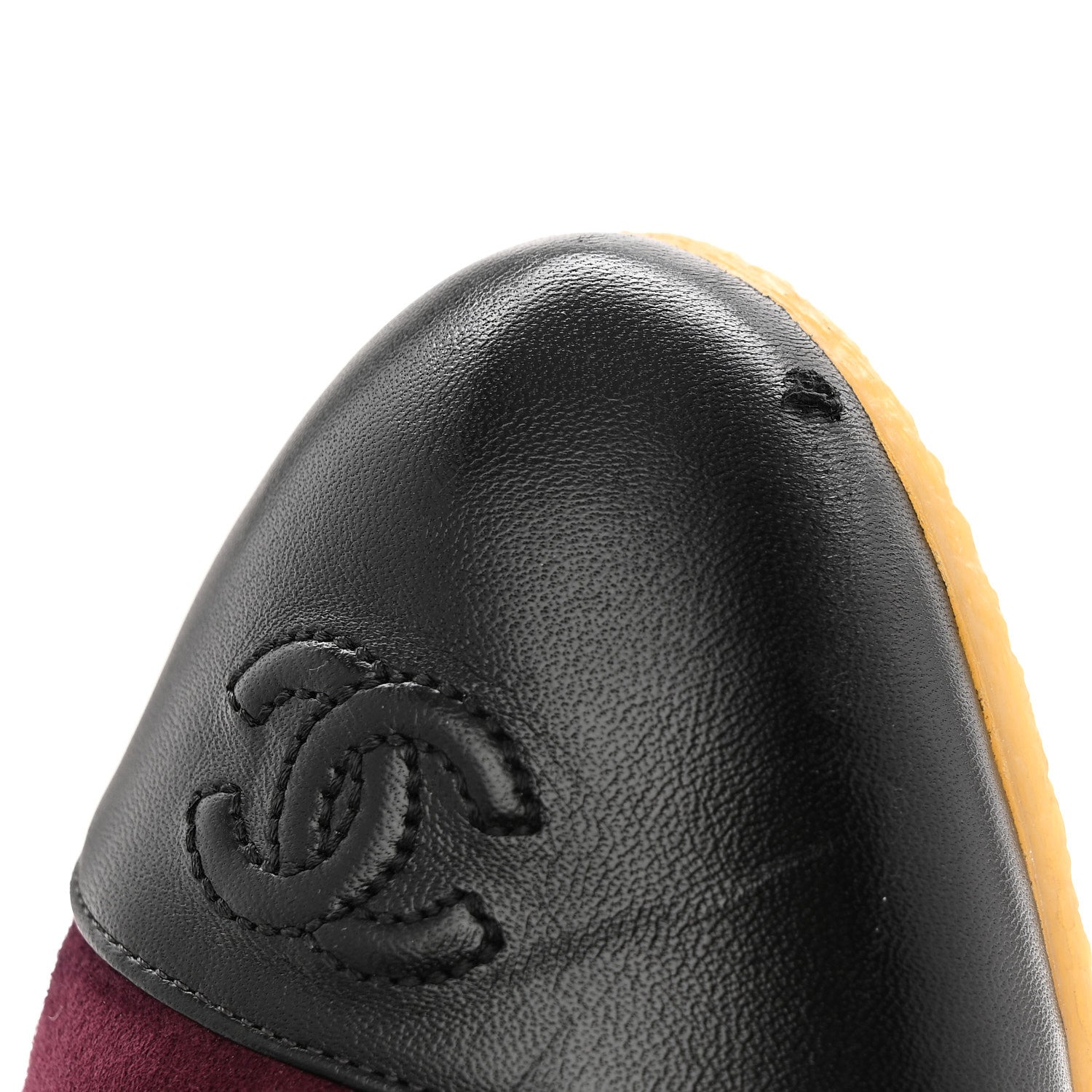 Suede Lambskin Cap Toe CC Ballerina Flats 41 Burgundy Black