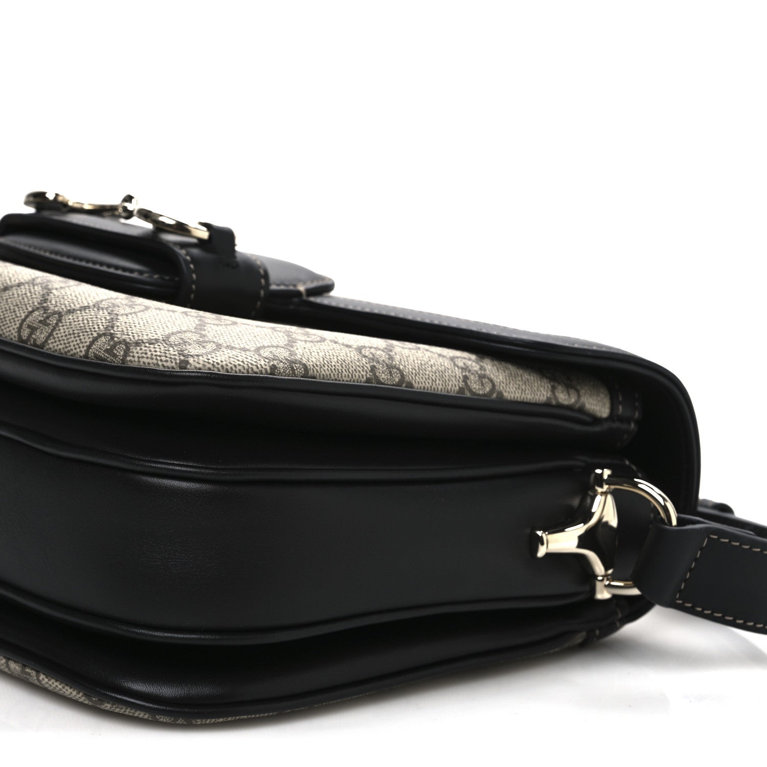 GG Supreme Monogram Horsebit 1955 Soft Small Shoulder Bag Beige Black