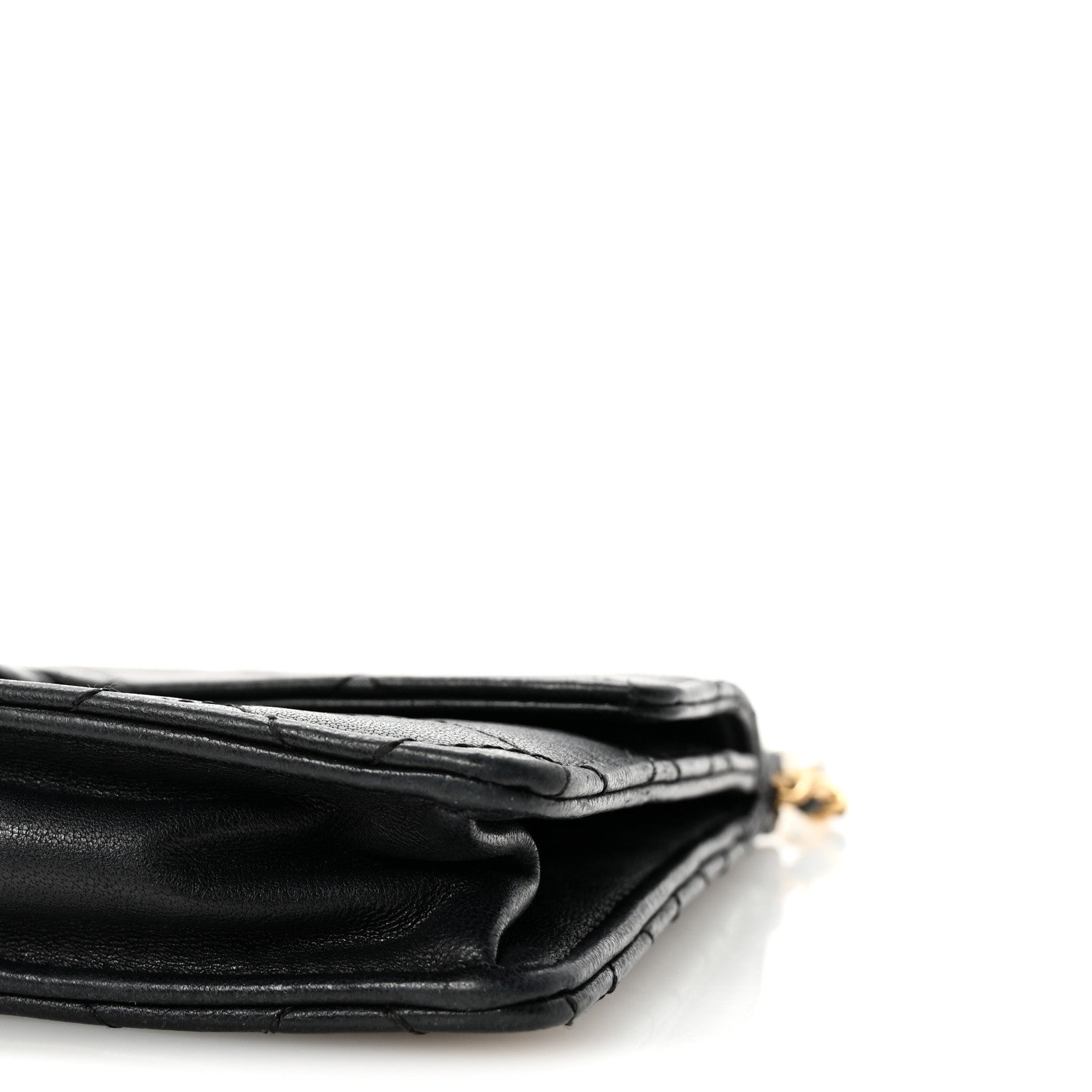 Goatskin Quilted Pearl Chain Flap Bag Black