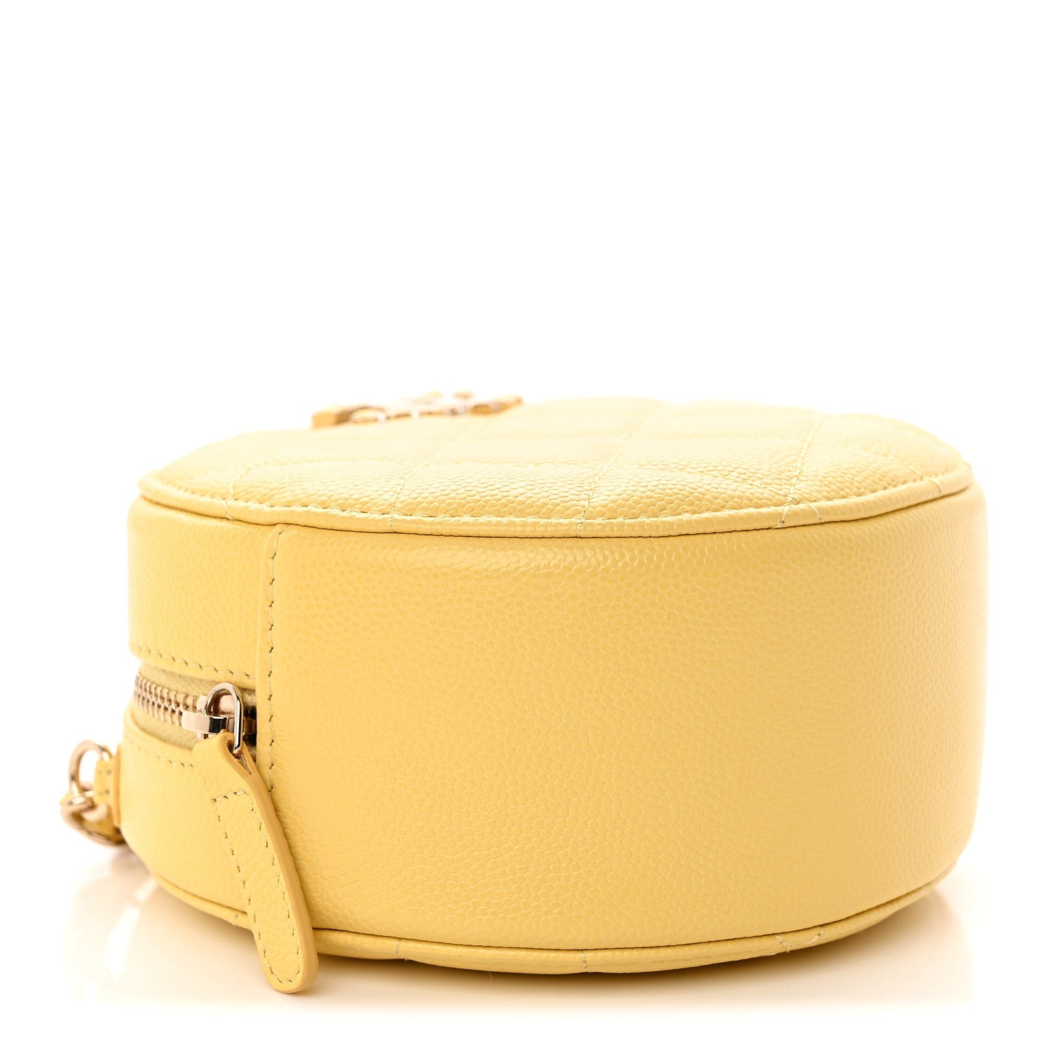 Caviar Quilted Gripoix CC Round Clutch With Chain Yellow