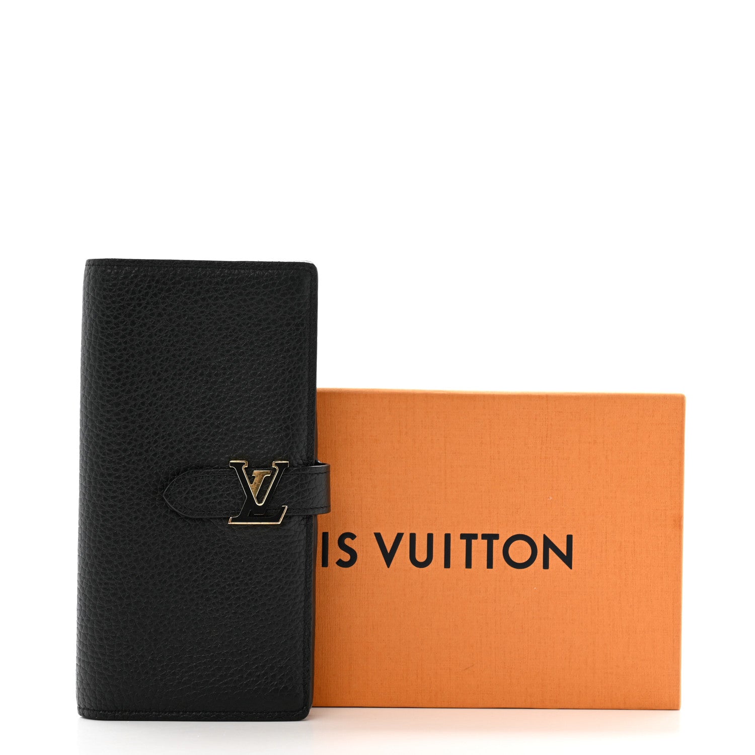 Taurillon LV Vertical Capucines Wallet Black Arizona