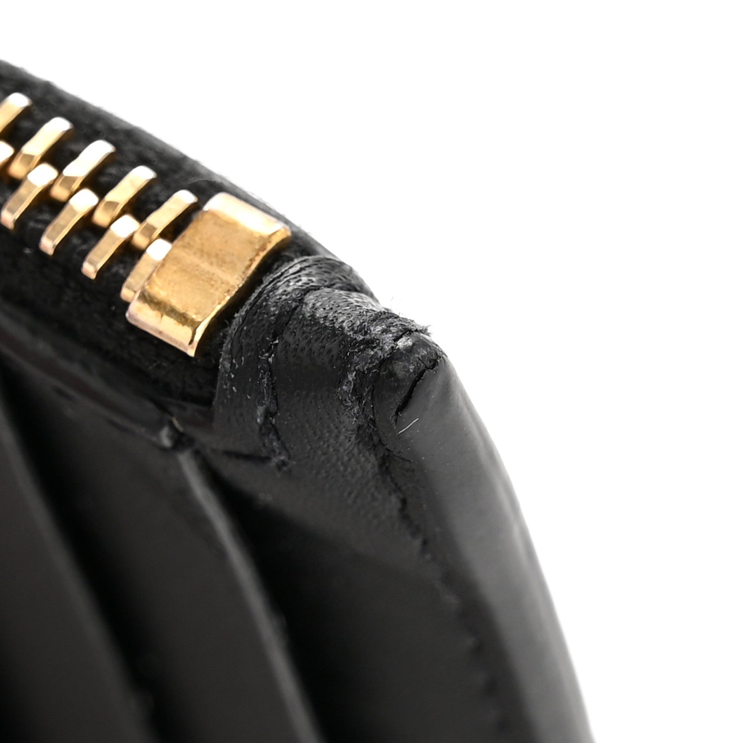 Calfskin 5 Fragments Zip Pouch Card Holder Black