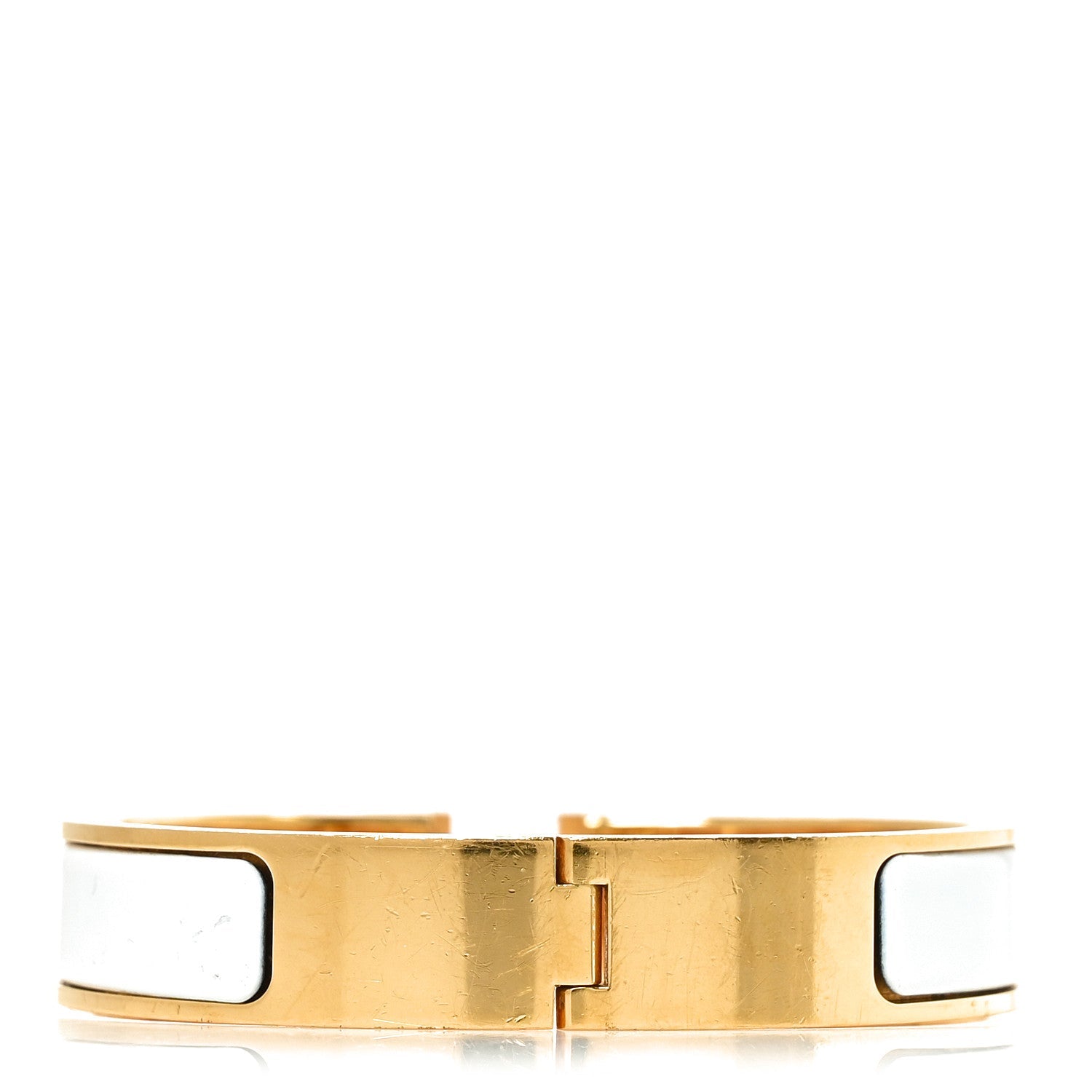 Enamel Narrow Clic Clac H Bracelet PM White