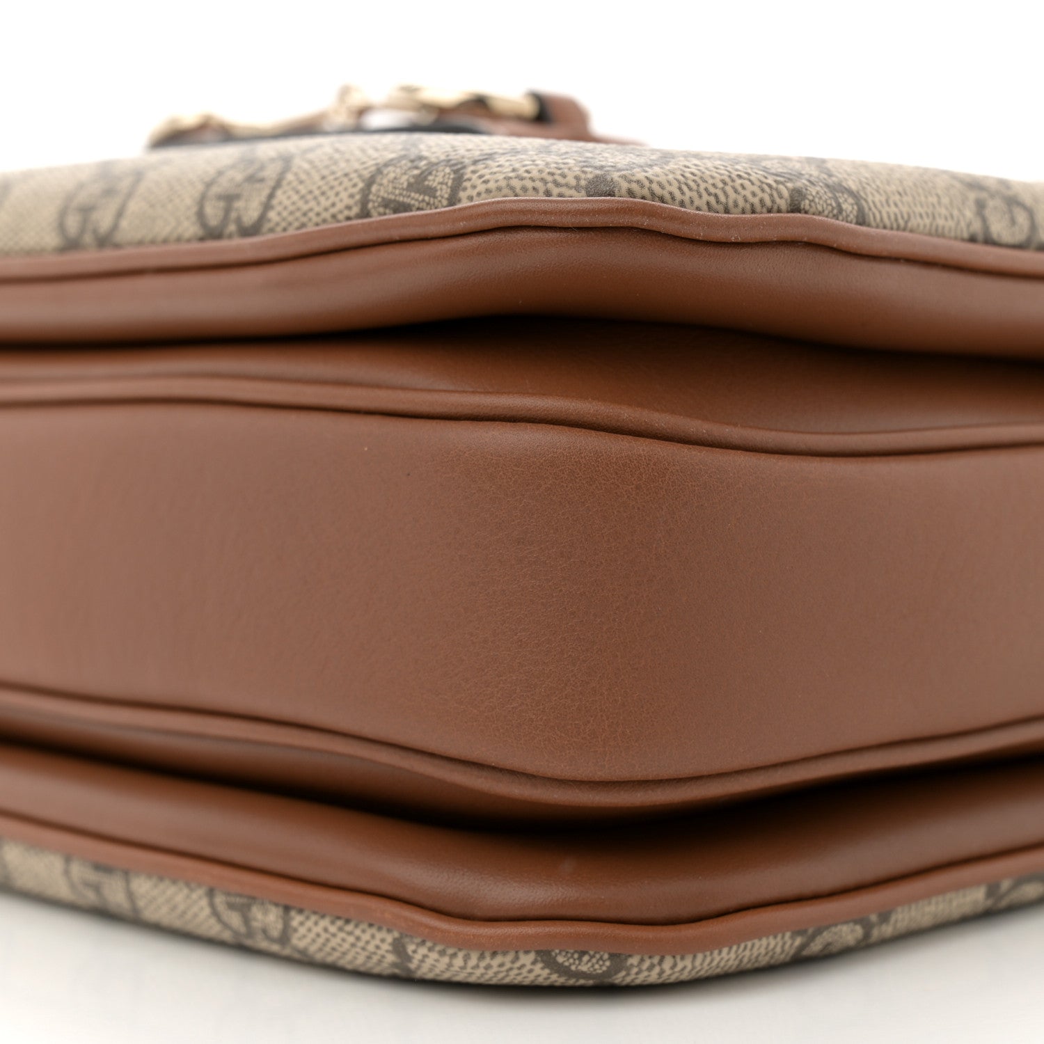GG Supreme Monogram Horsebit 1955 Soft Small Shoulder Bag Beige Brown
