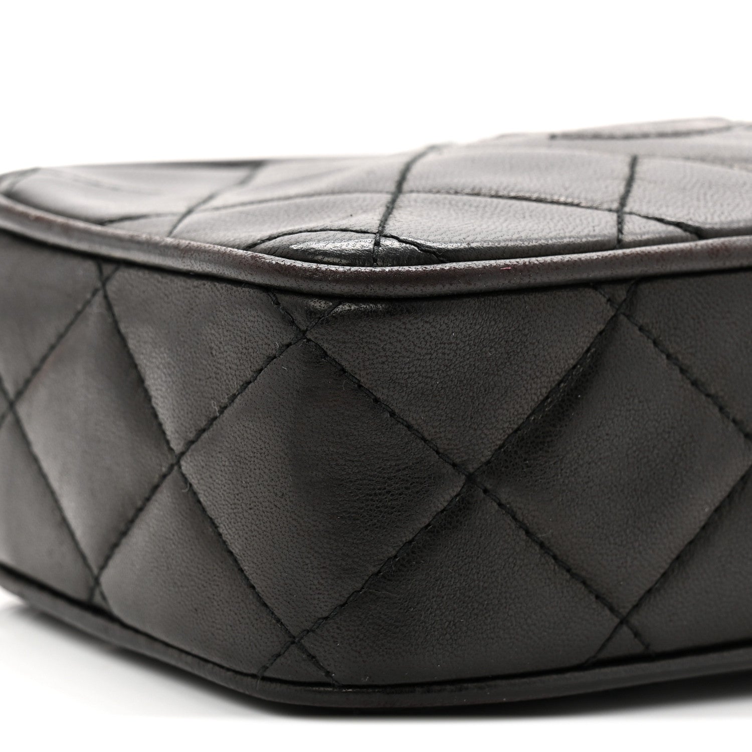 Lambskin Quilted Tassel Camera Case Black