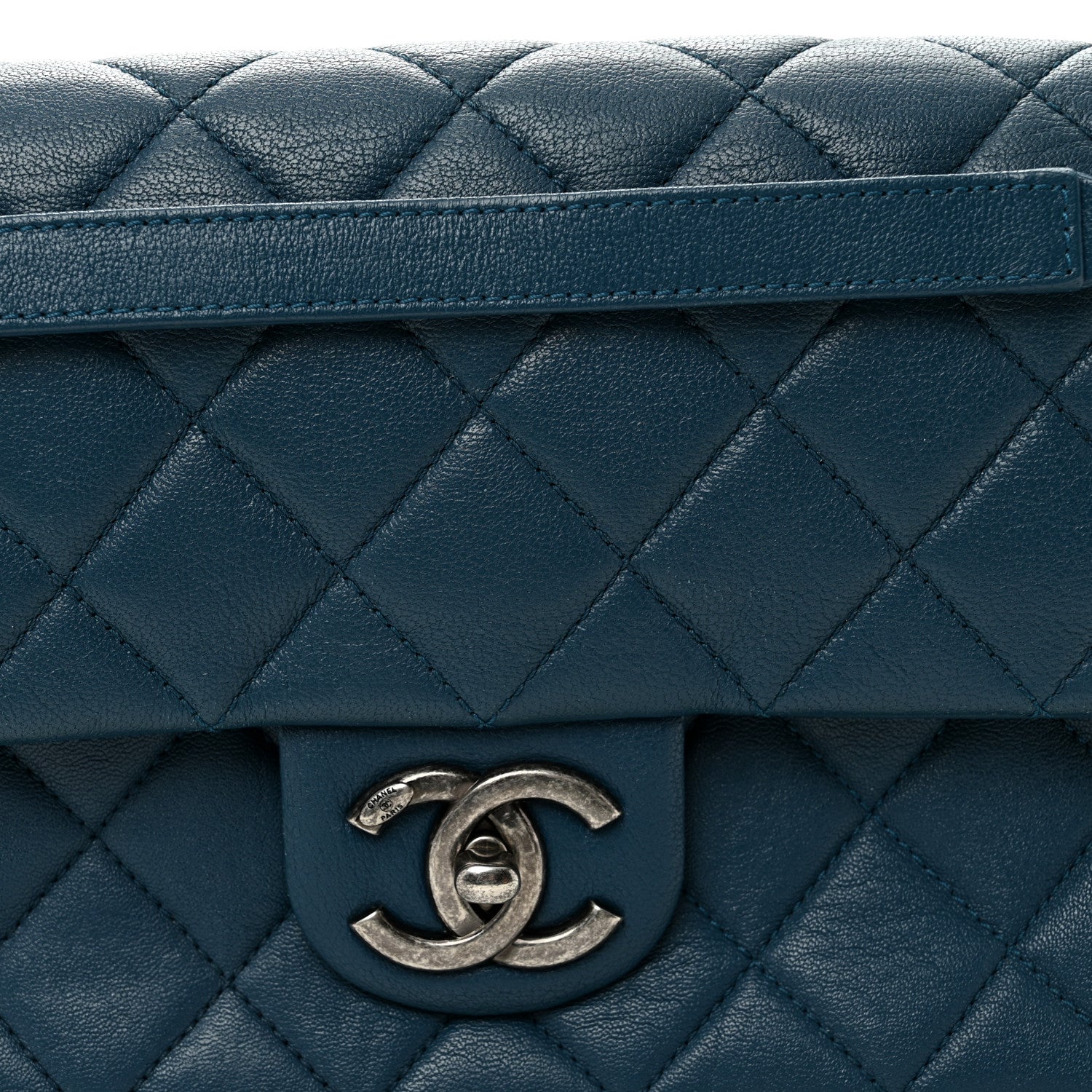 Goatskin Quilted Medium Flap Blue