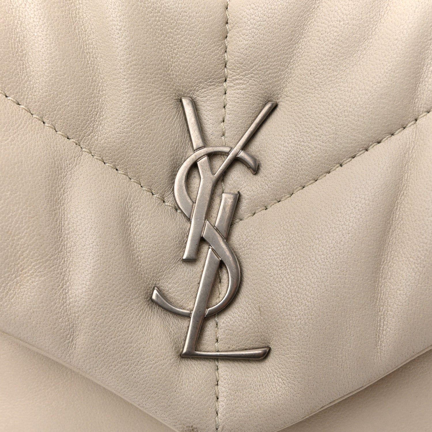 Lambskin Quilted Toy Loulou Puffer Monogram Chain Satchel Crema Soft
