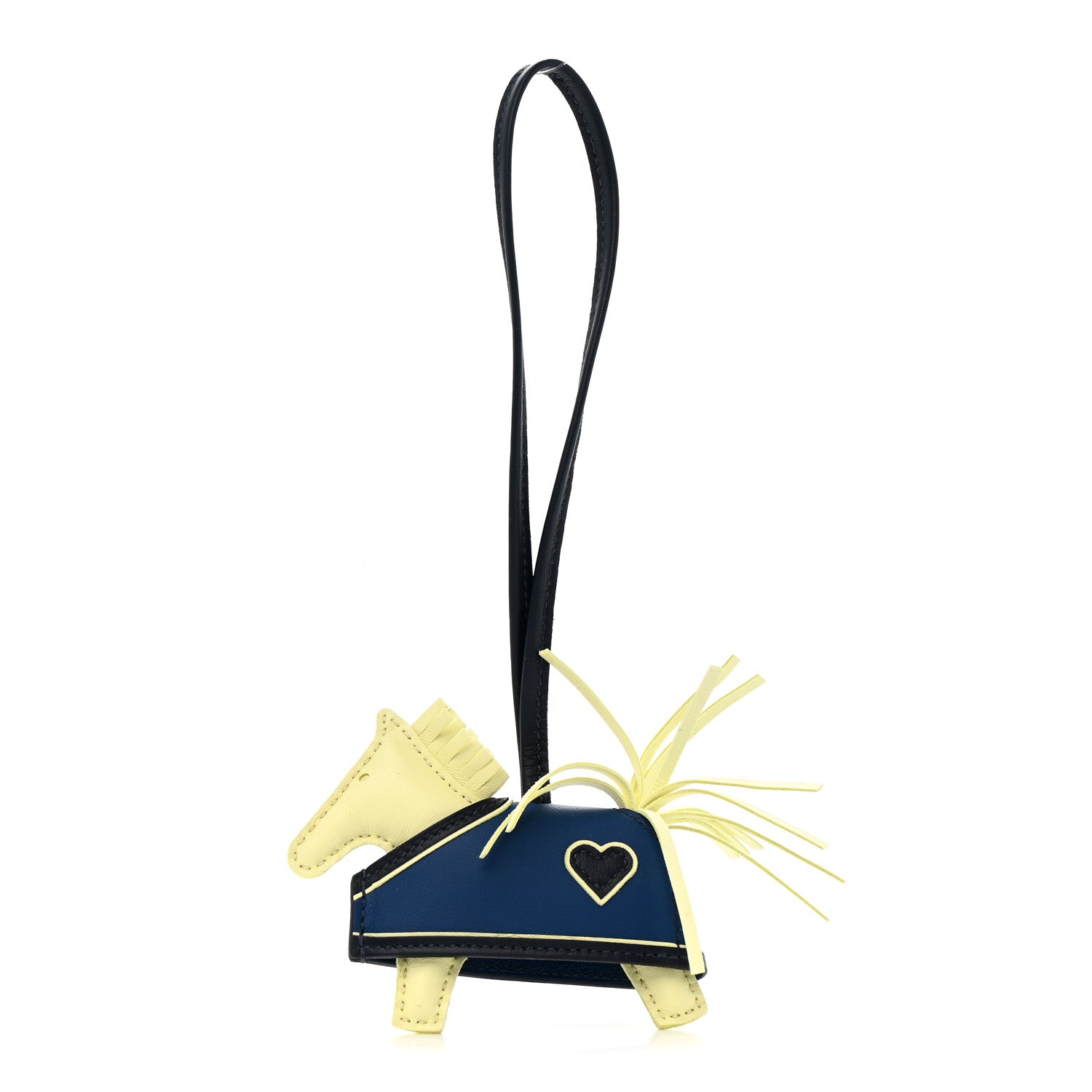 Milo Lambskin Grigri Rodeo Robeo Coeur Bag Charm PM Jaune Milton Bleu Nuit Bleu Tie