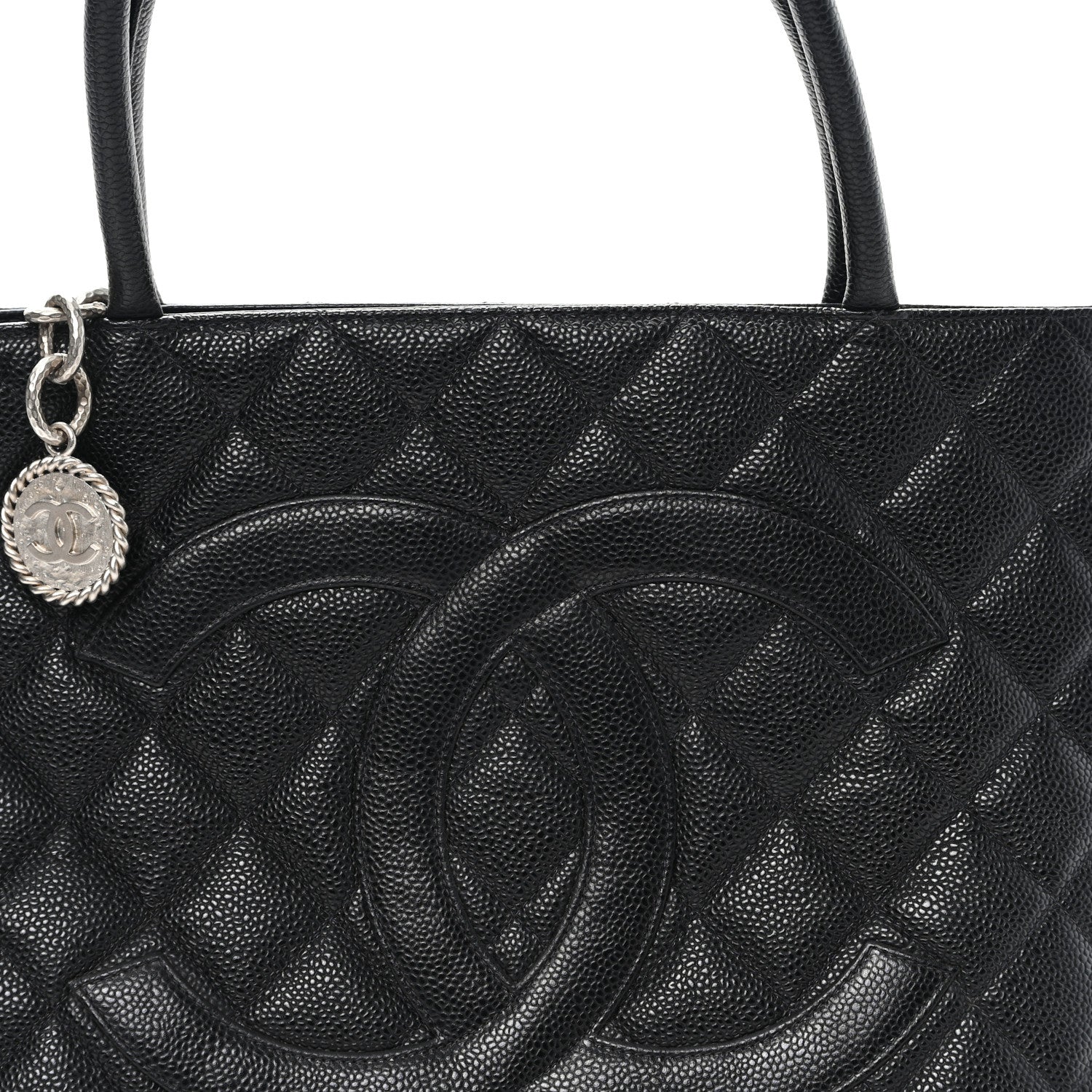 Caviar Quilted Medallion Tote Black