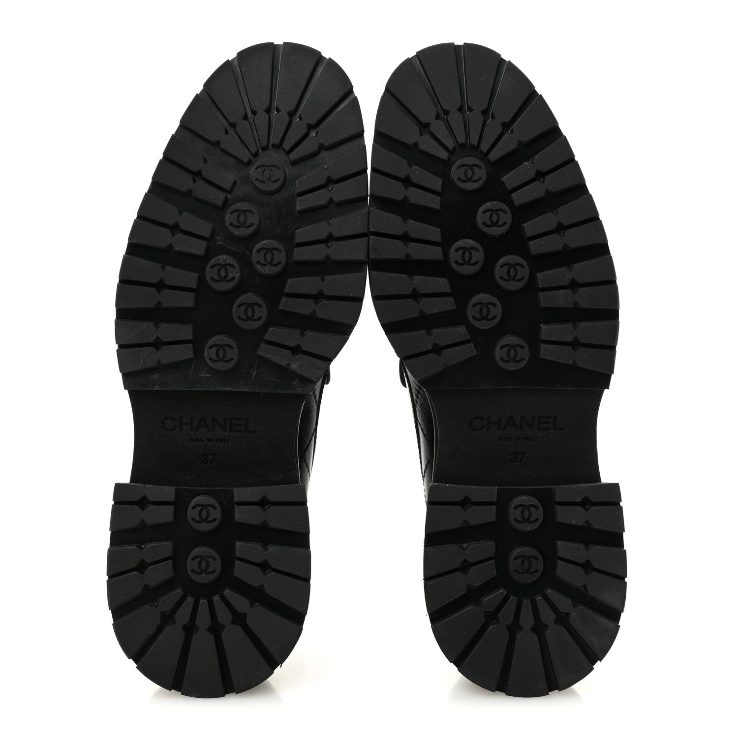 Calfskin Quilted CC Mocassin Loafers 37 Black