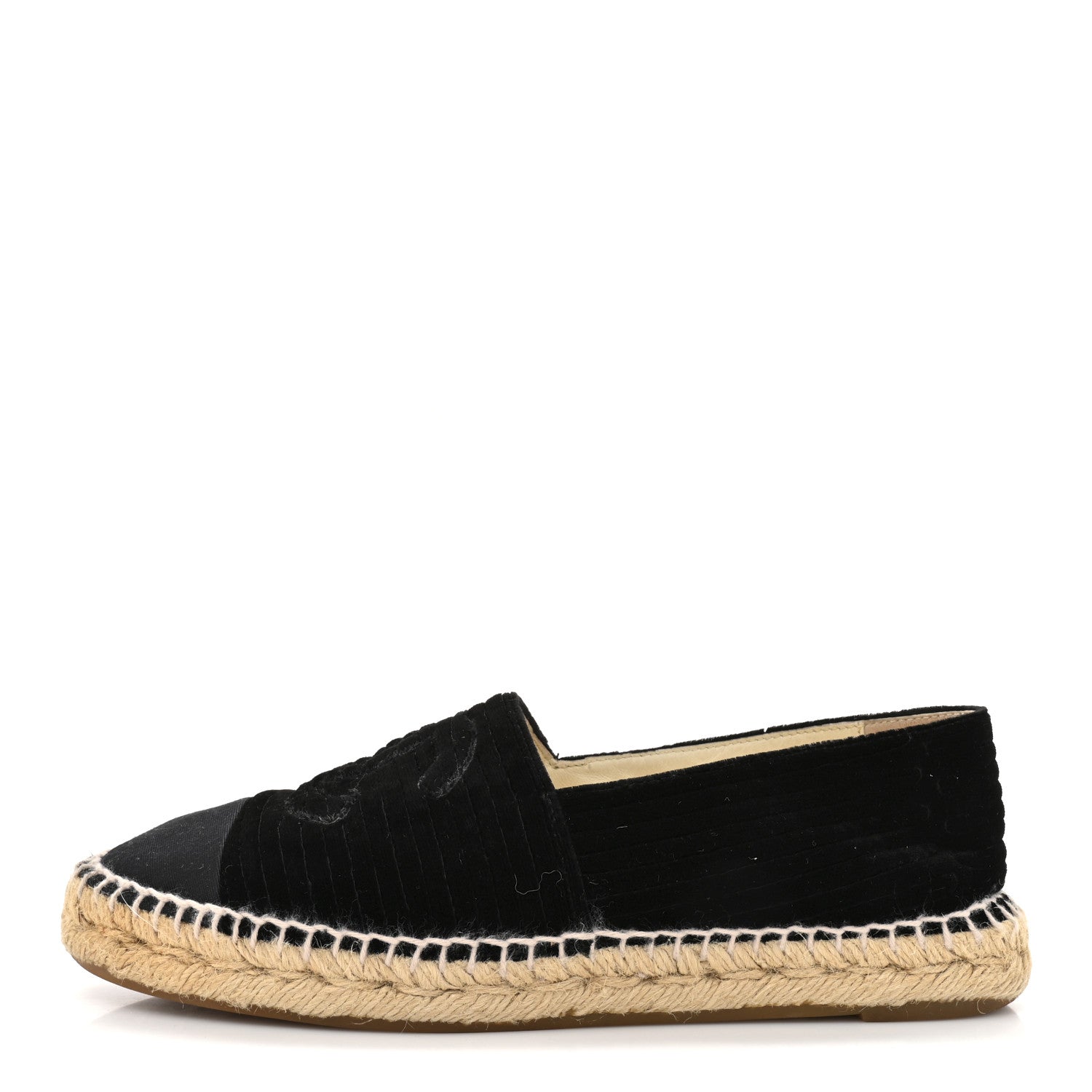 Velvet Grosgrain CC Espadrilles 38 Black