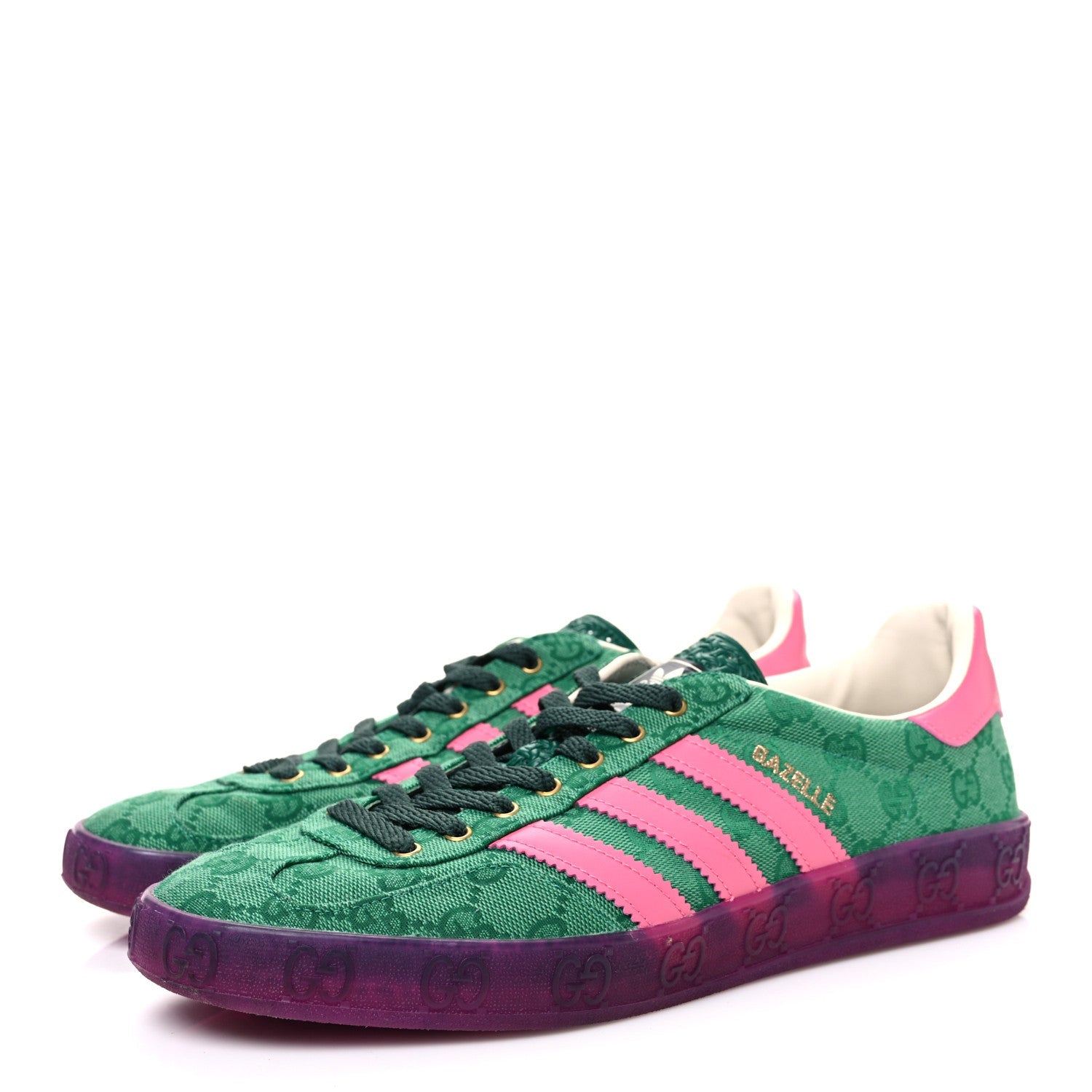 X ADIDAS GG Supreme Monogram Mens Gazelle Sneakers 10 Green Pink Strata