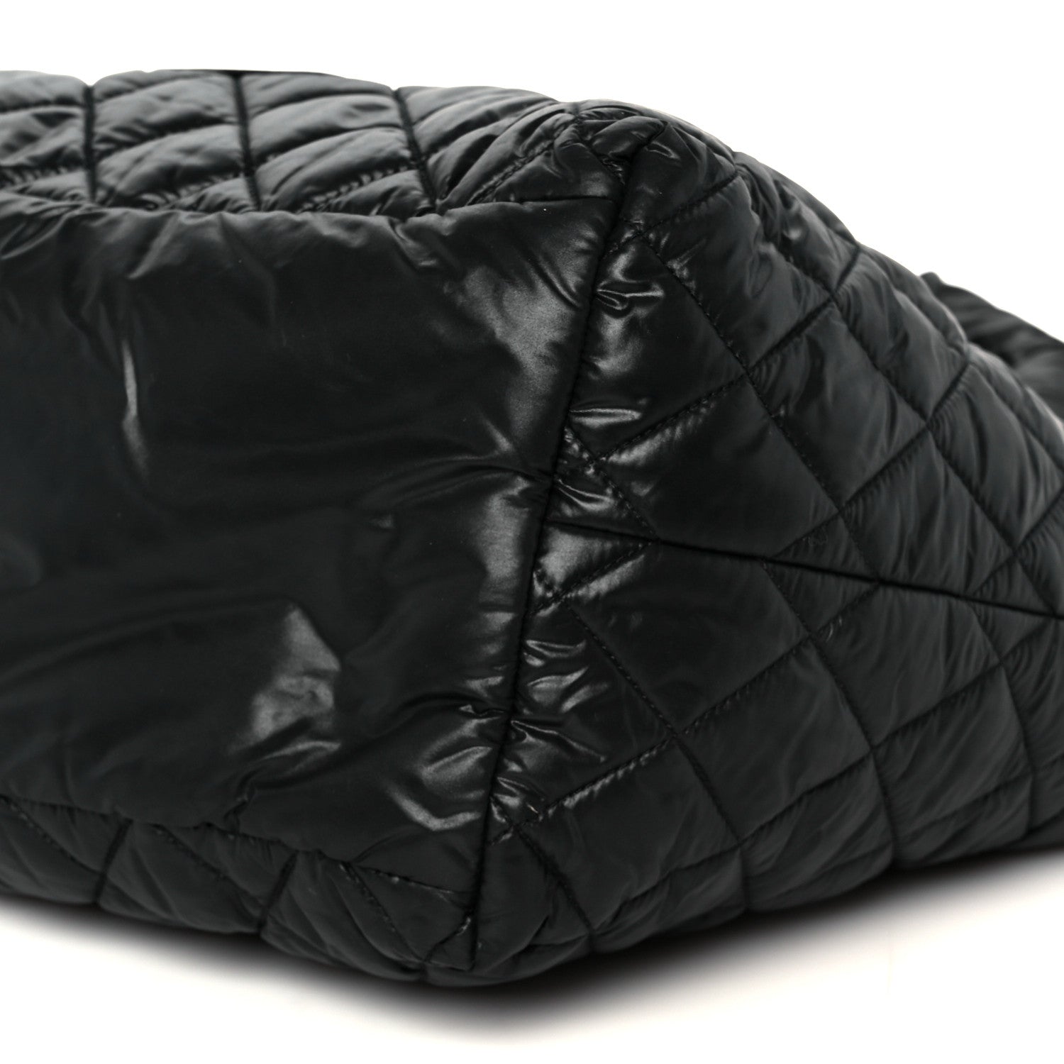 Nylon Quilted Small Coco Cocoon Tote Black