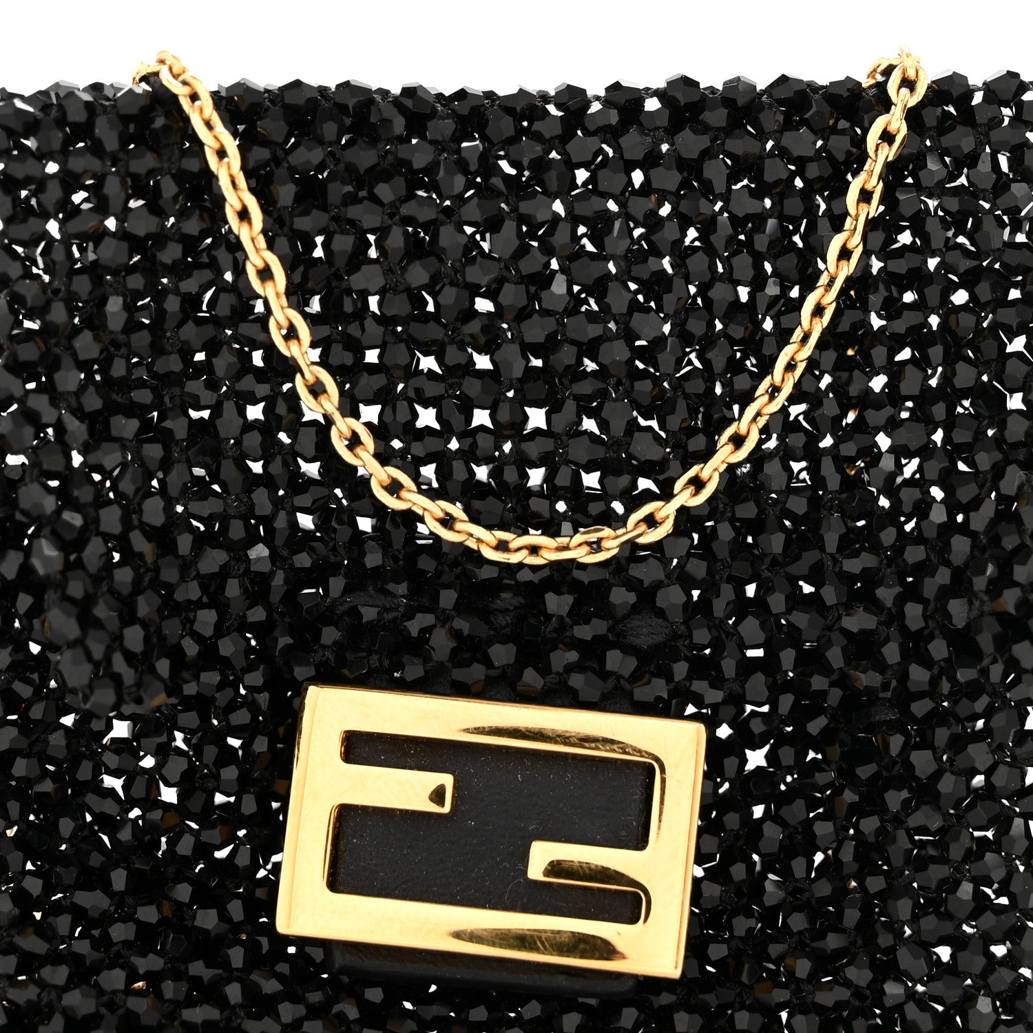 Crystal Vitello King Beaded Mini Pico Baguette Charm Black