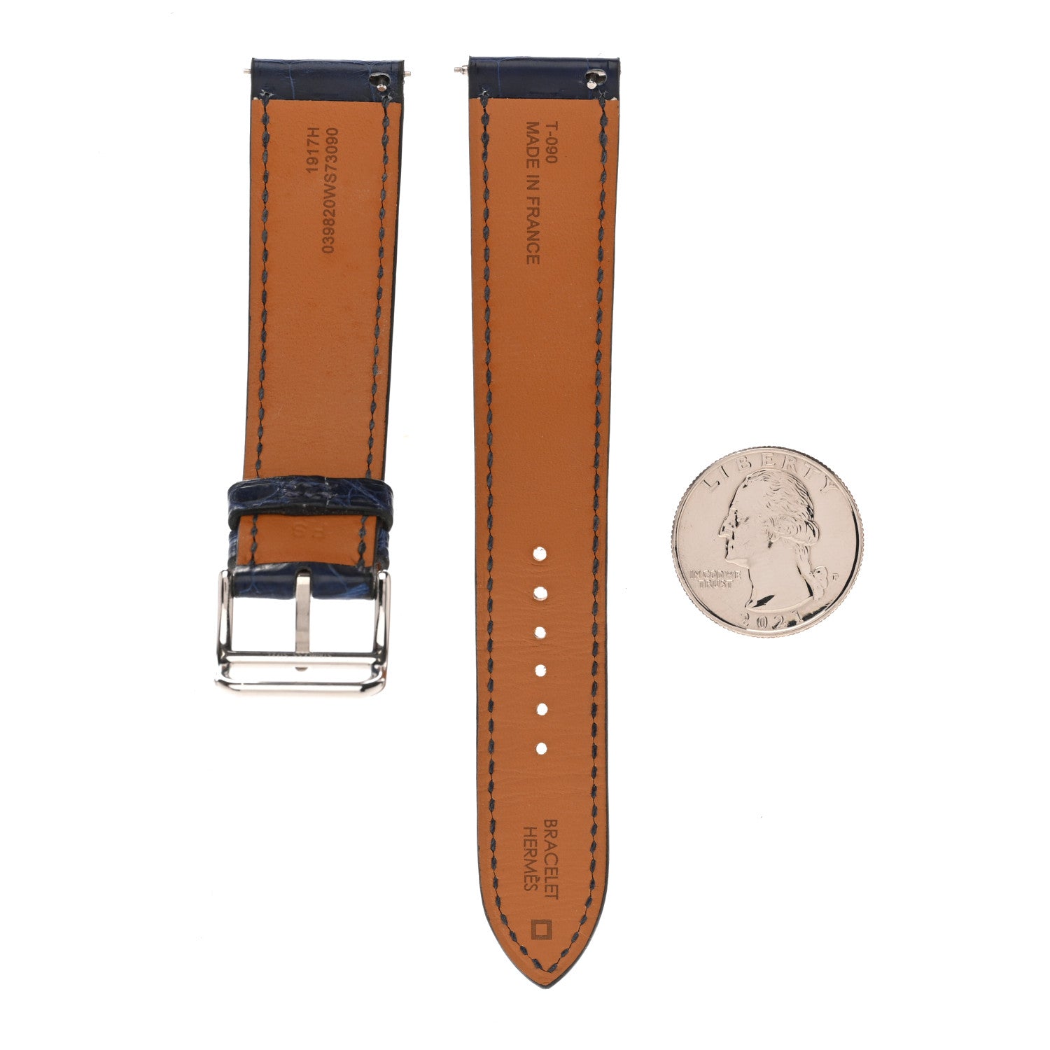 Shiny Alligator Heure H Hour Watch Strap Bleu Roi