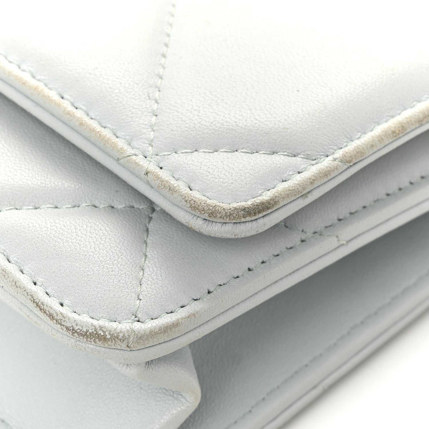 Lambskin Quilted Chanel 19 Wallet On Chain WOC Light Blue