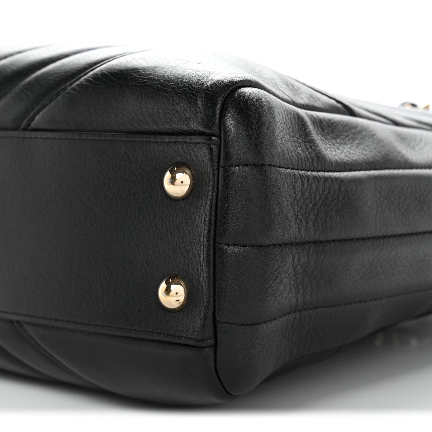 Calfskin Chevron Quilted Statement Shopping Tote Black