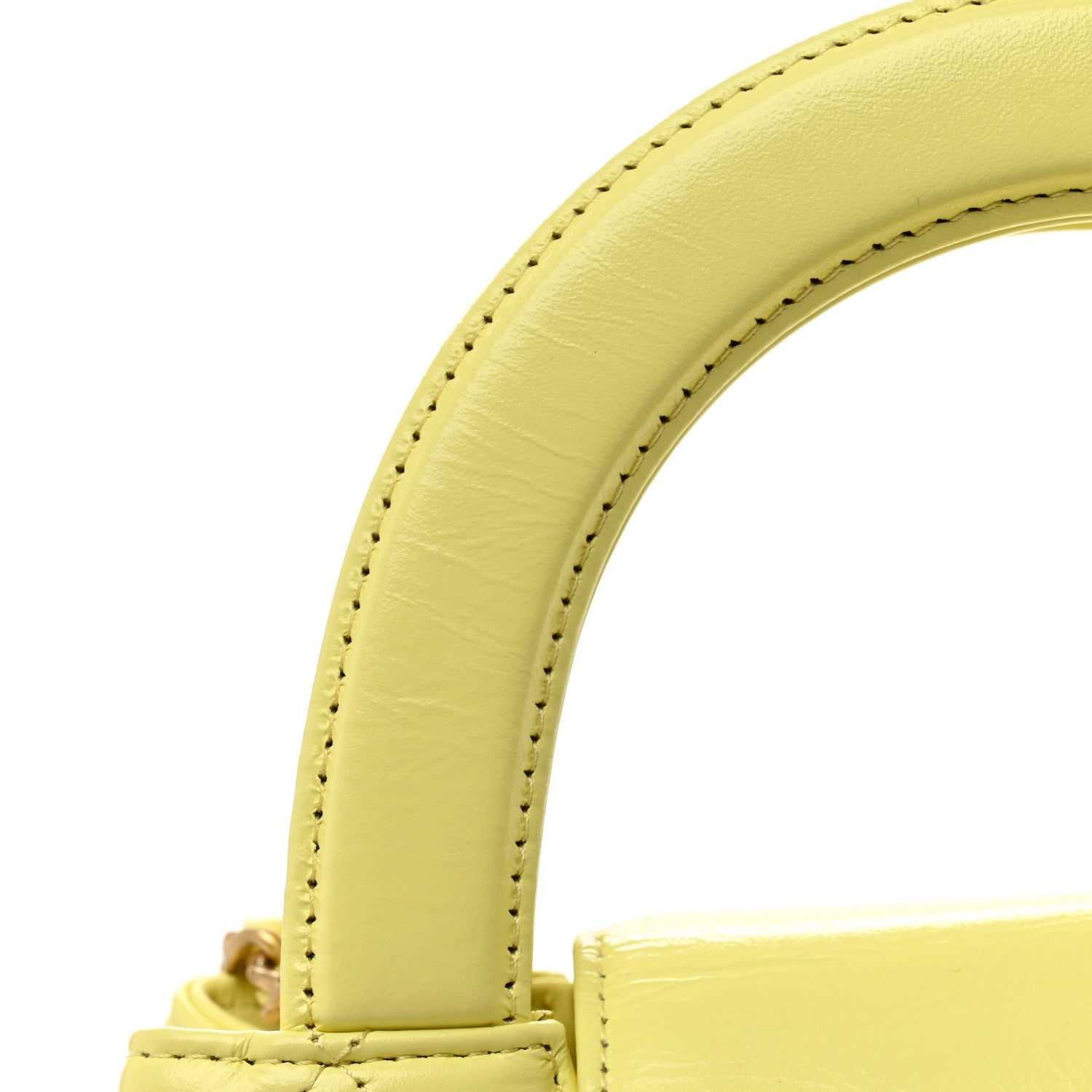 Shiny Aged Calfskin Quilted Nano Kelly Shopper Light Yellow