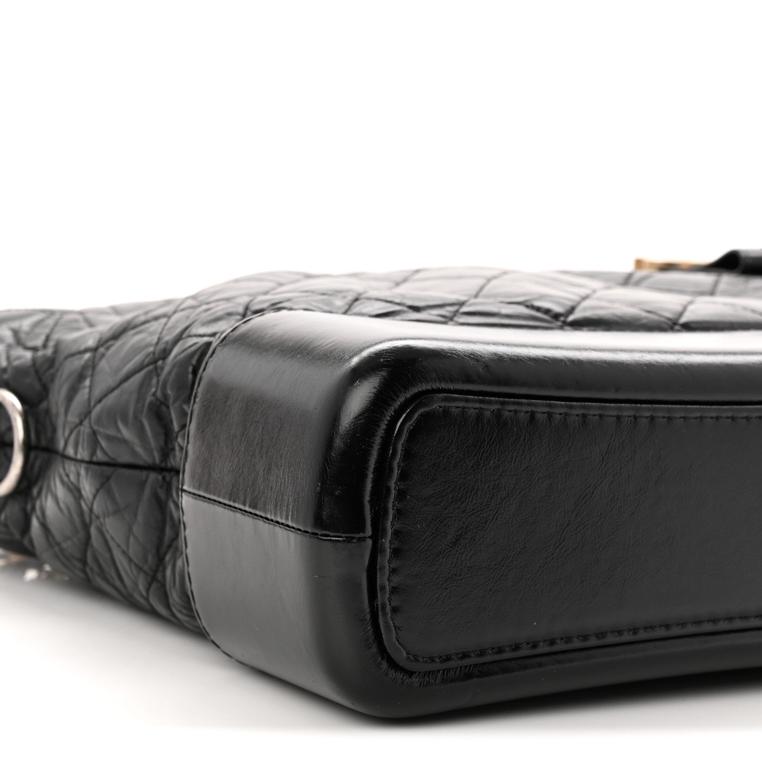 Aged Calfskin Quilted Large Gabrielle Hobo Black