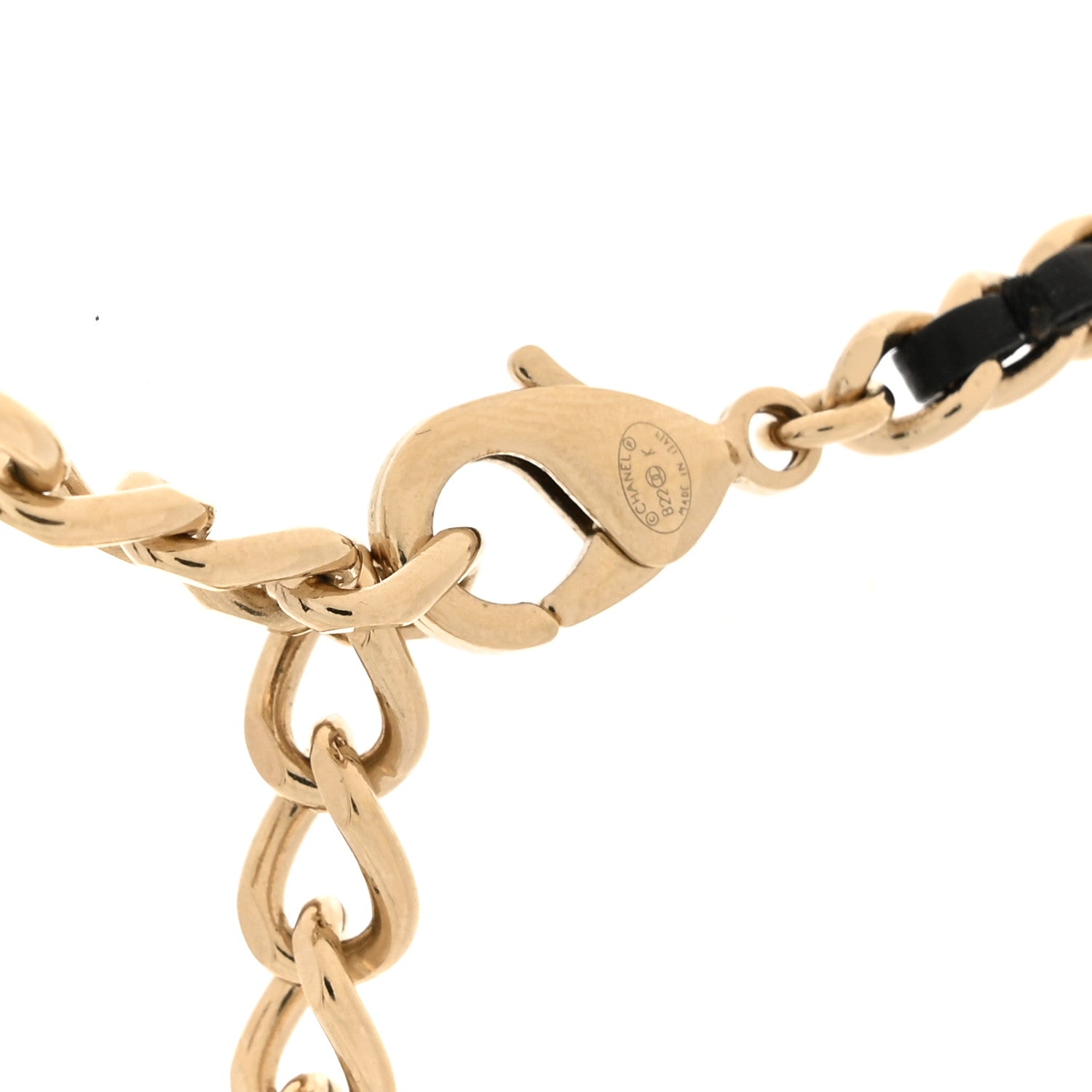 Tweed Lambskin CC Heart Locket Necklace Gold Black Beige