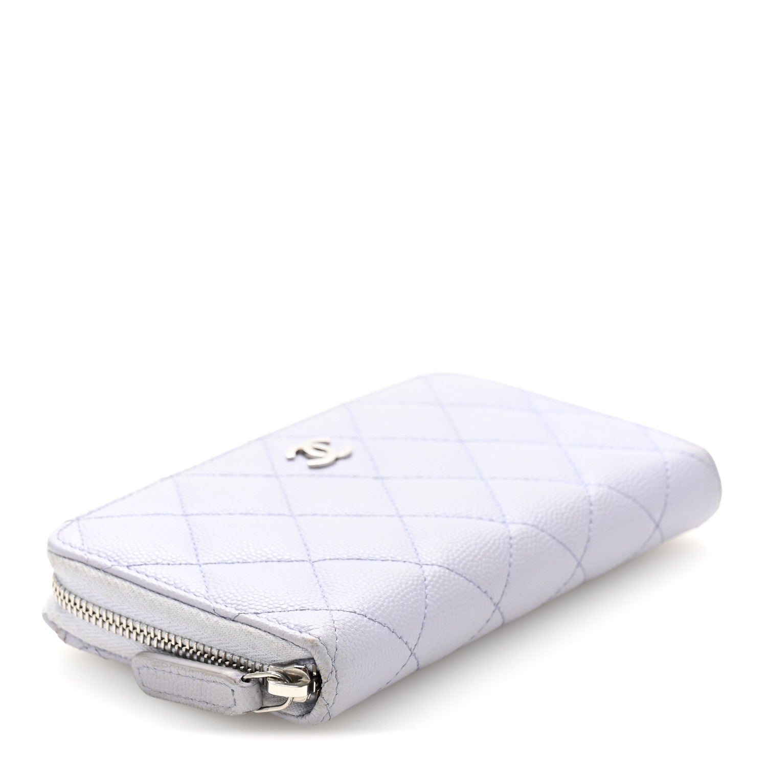 Caviar Quilted Medium Zip Around Wallet Light Purple