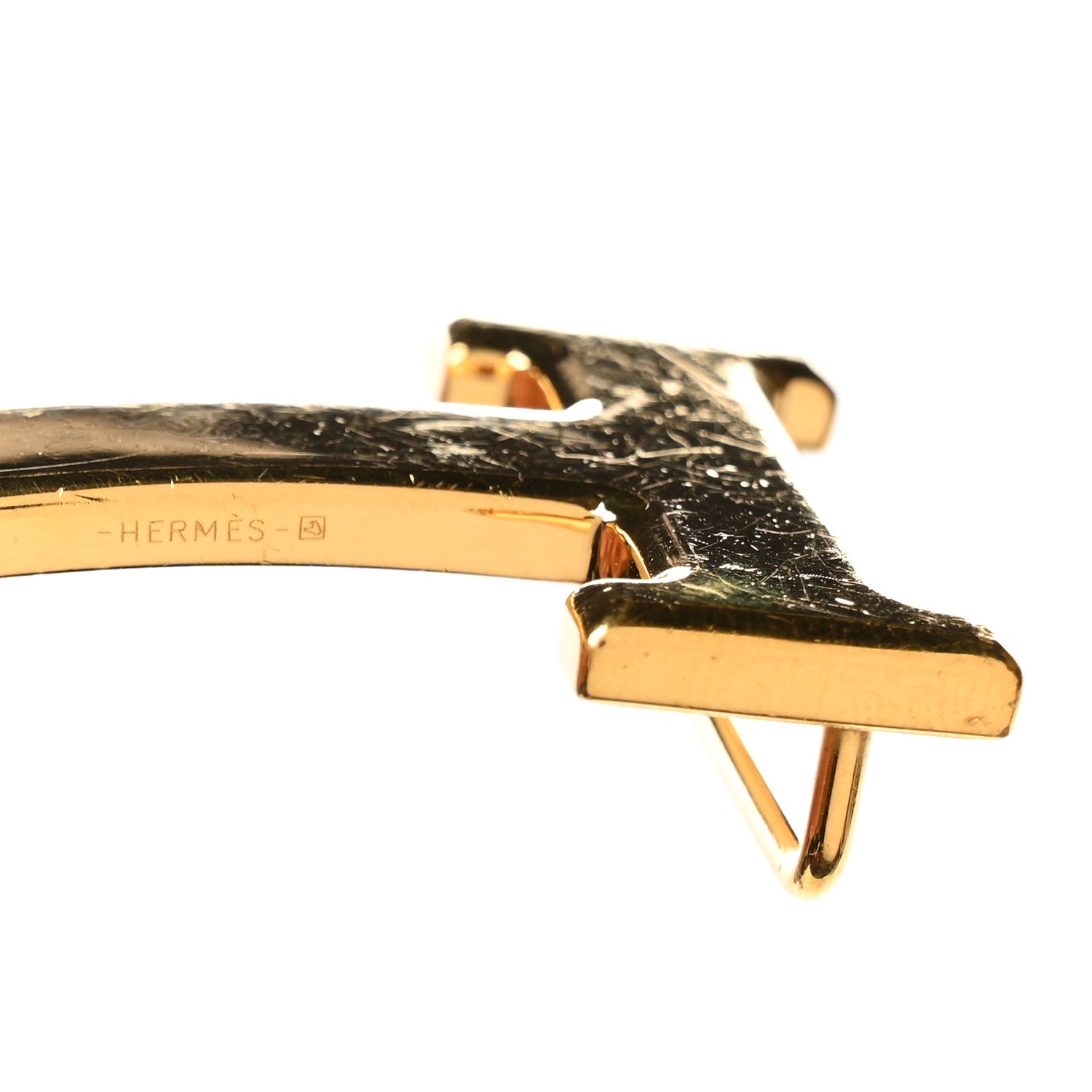 Polished 32mm H Belt Buckle Gold