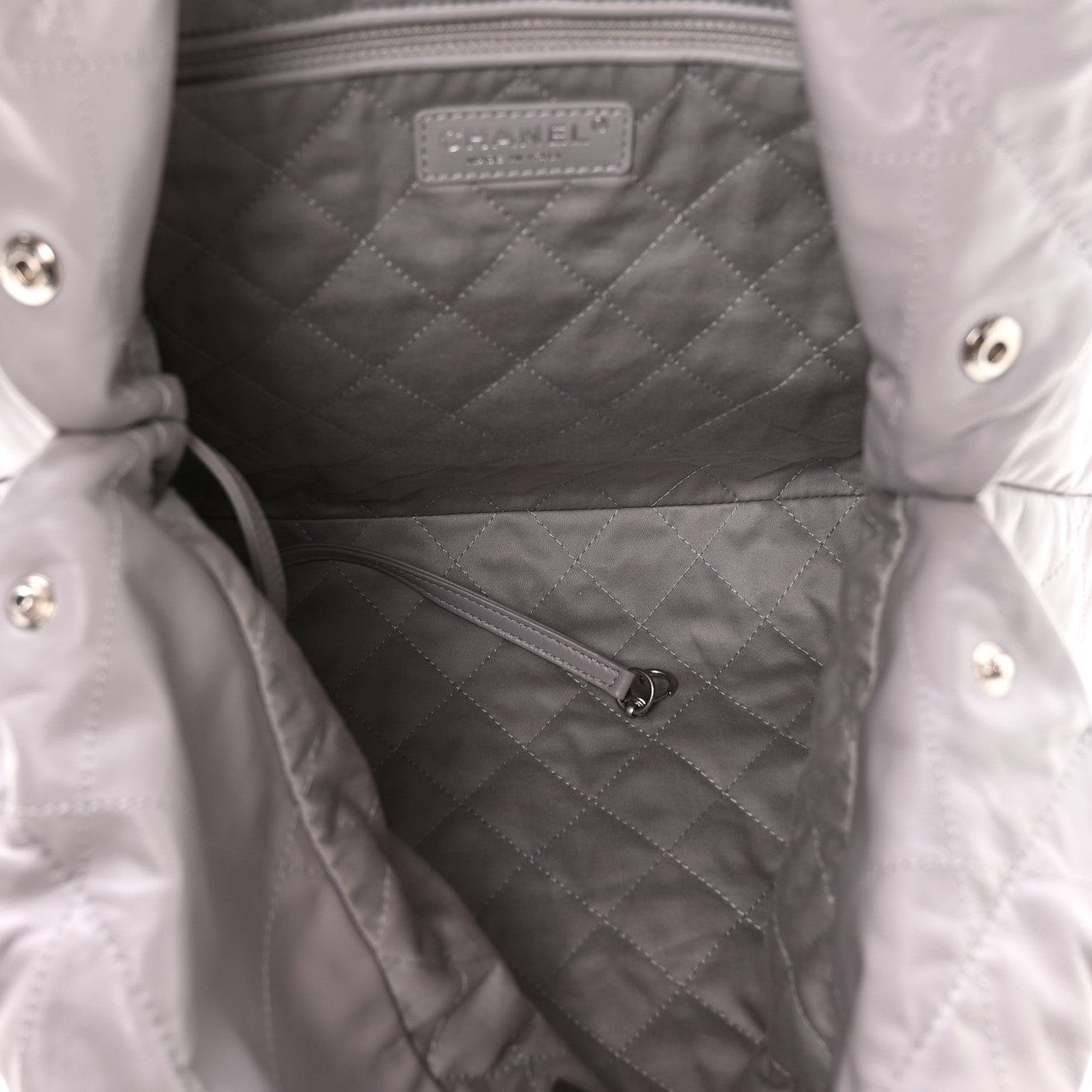 Shiny Calfskin Quilted Chanel 22 Grey