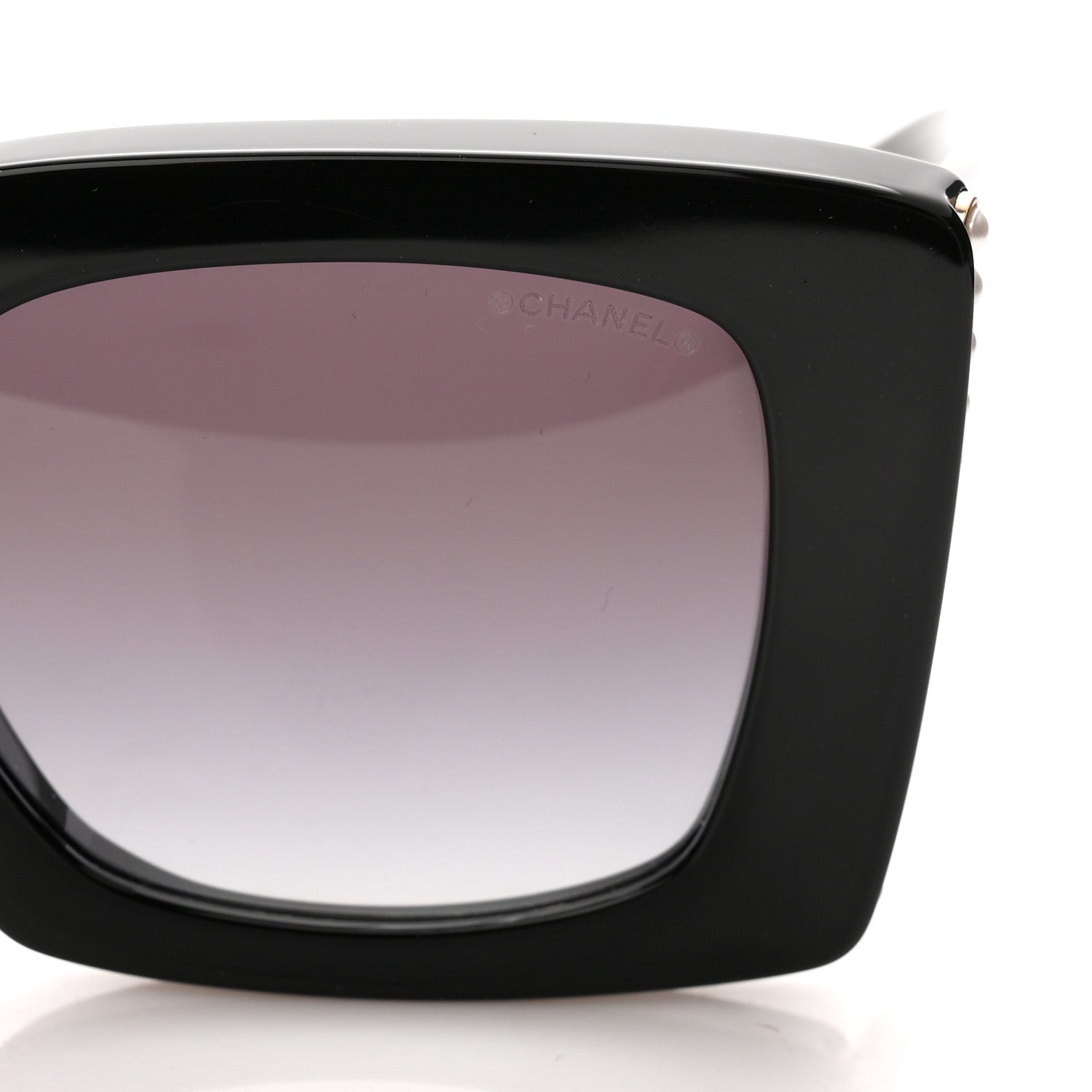 Acetate Pearl Rectangle Sunglasses 5480-H Black