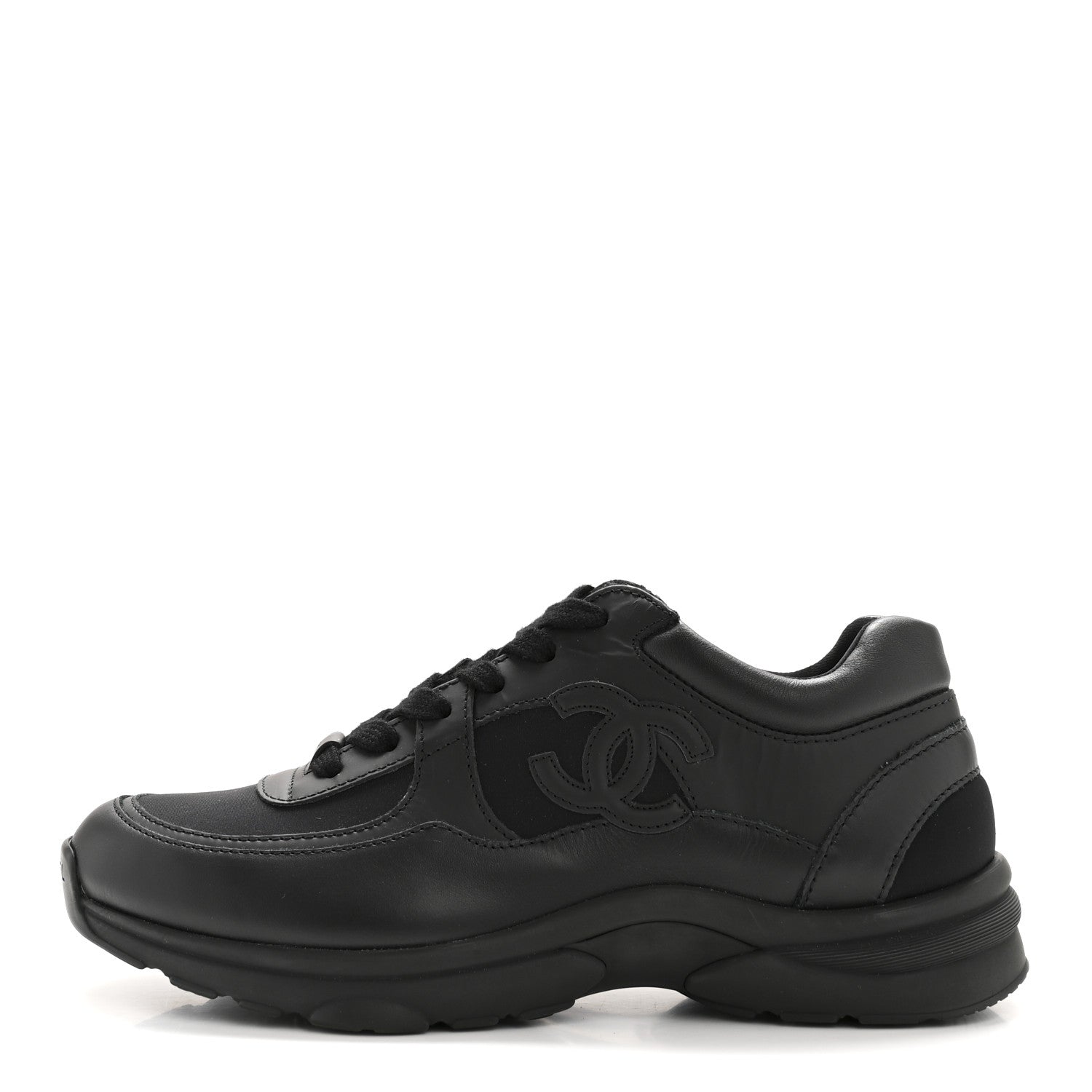 Fabric Calfskin Suede Mens CC Uniform Sneakers 41 Black