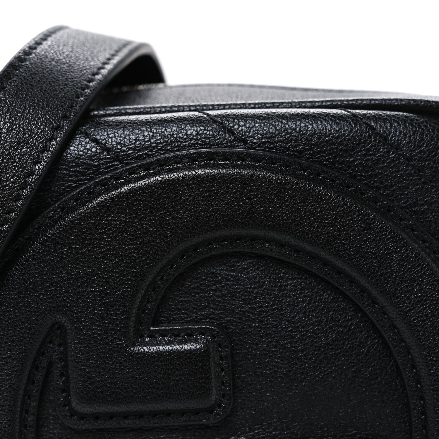 Sakai Be Green Calfskin Diagonal Stitched Mini Blondie Shoulder Bag Black