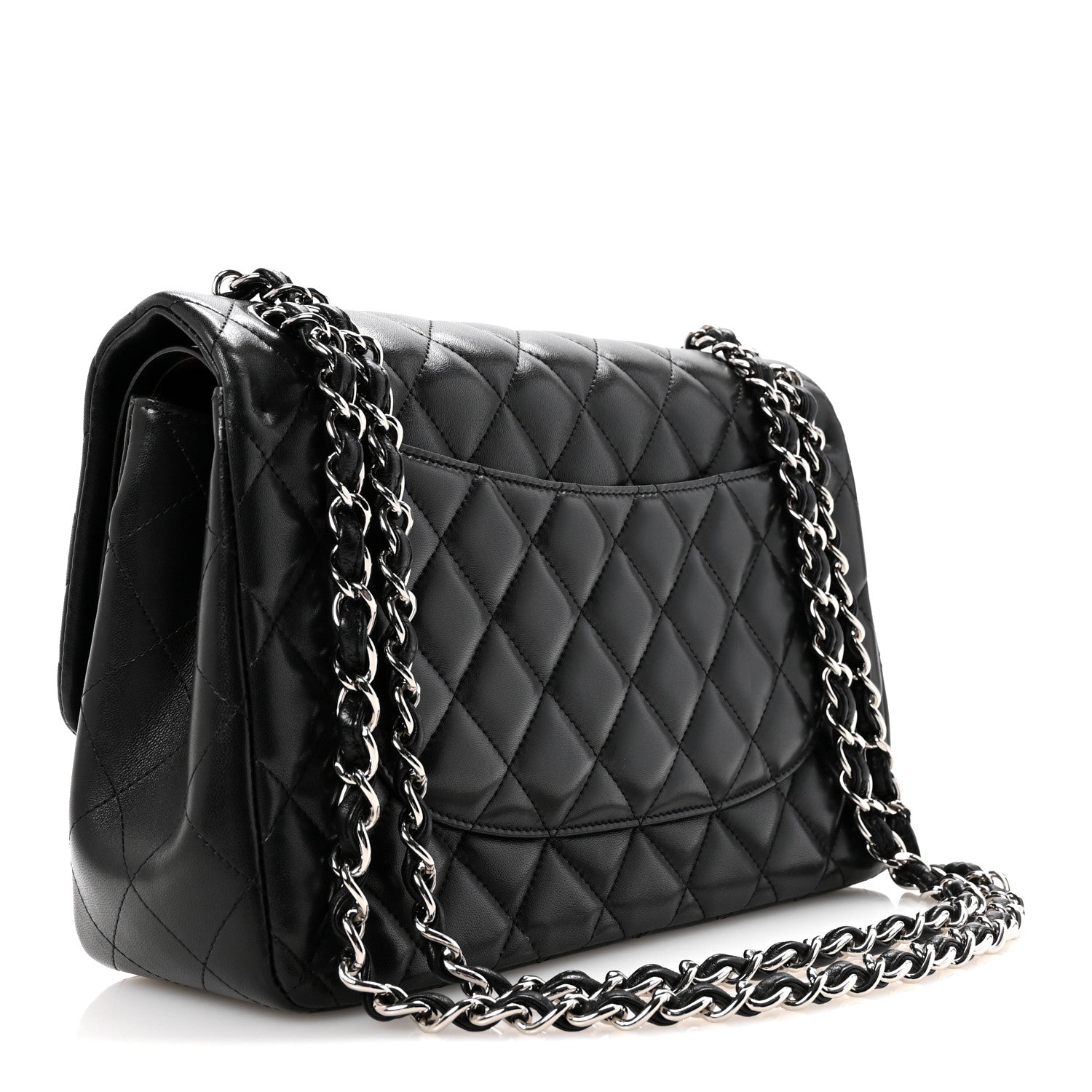 Lambskin Quilted Jumbo Double Flap Black
