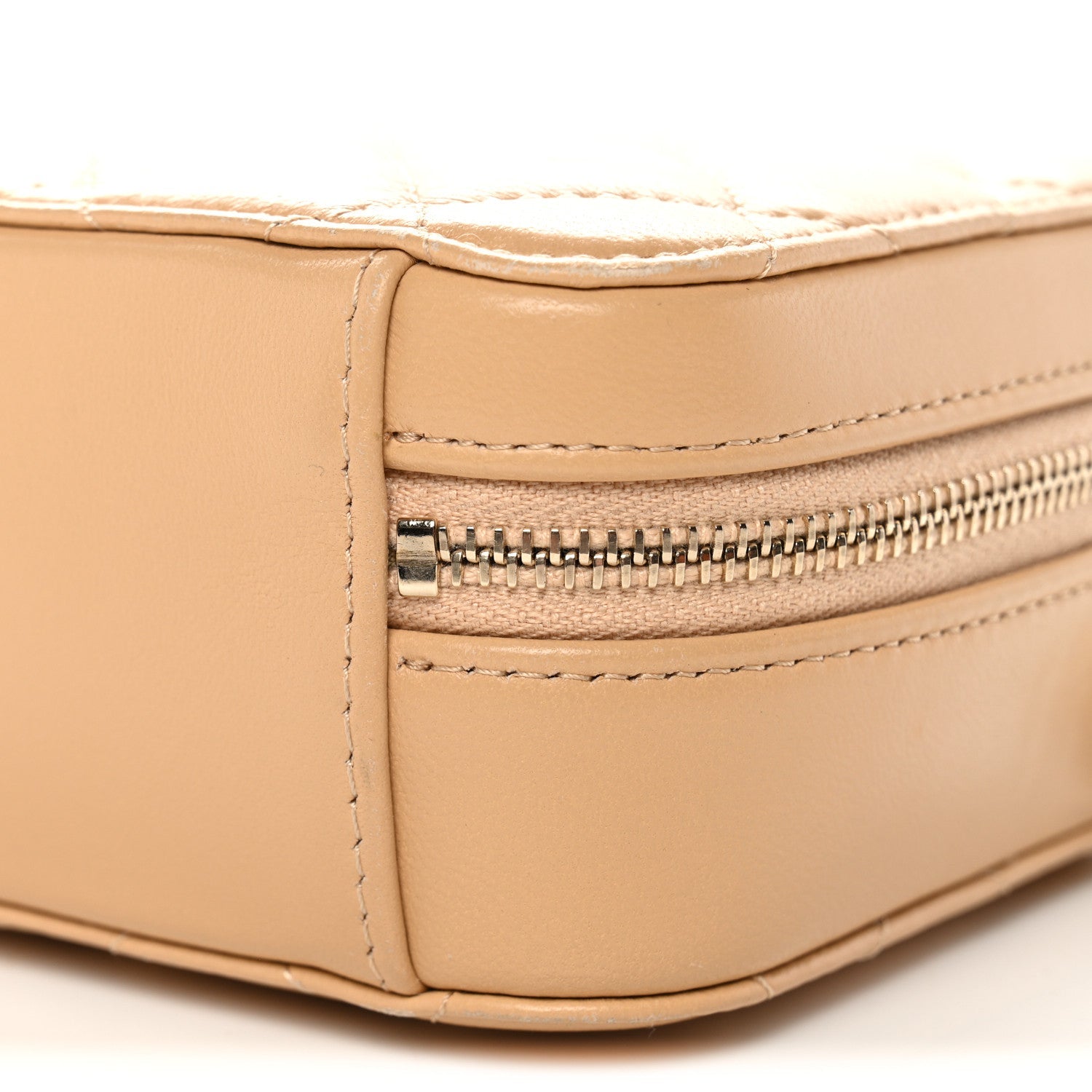 Lambskin Quilted CC Pearl Crush Camera Case Beige