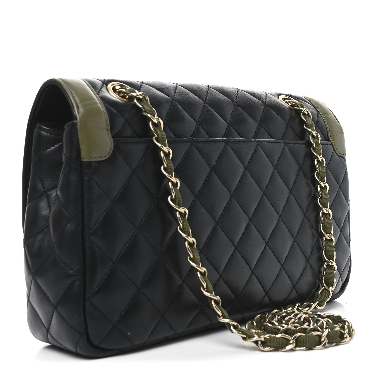 Lambskin Quilted Bi-Color Flap Black Green