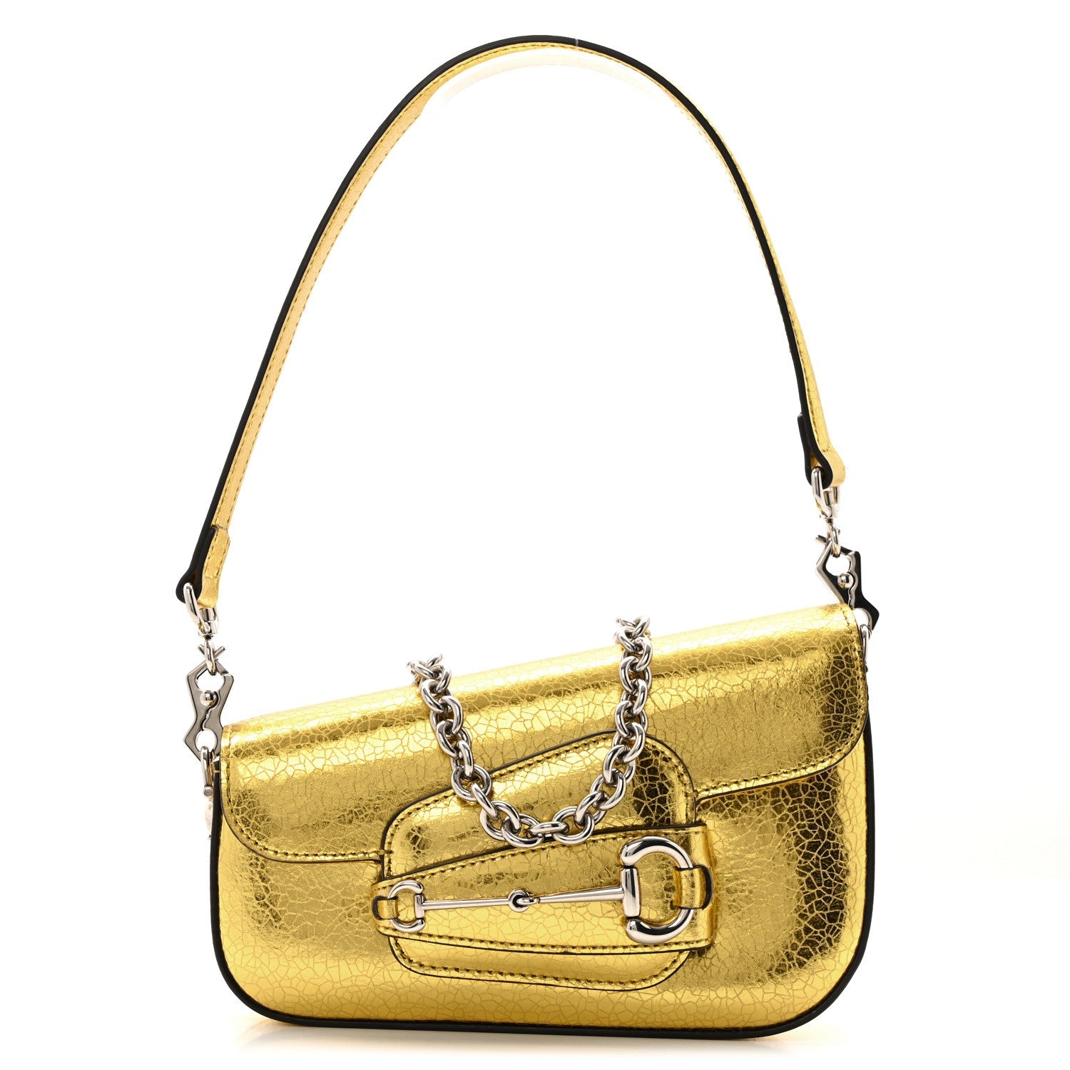 Metallic Calfskin Mini Horsebit 1955 Asymmetric Shoulder Bag Gold
