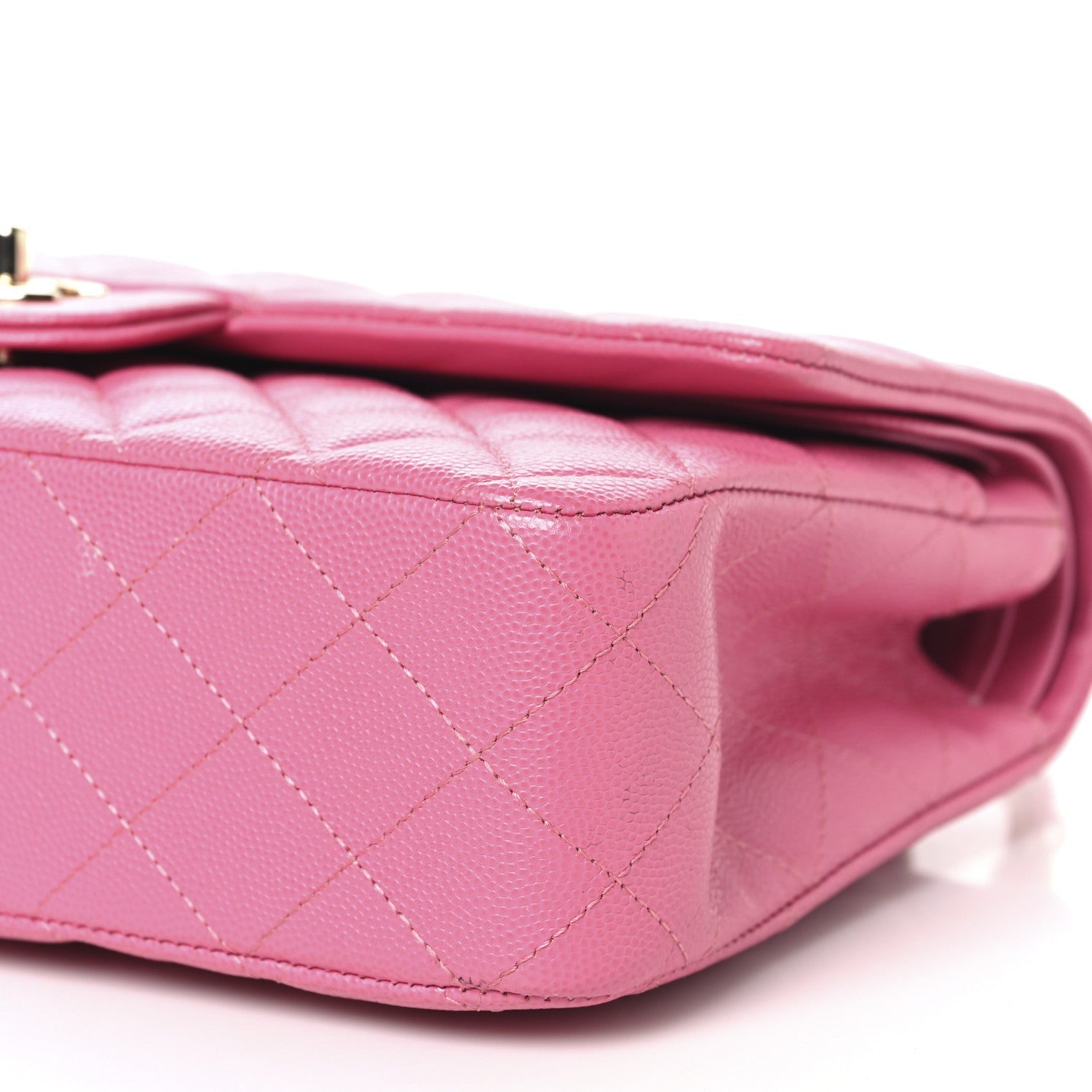Caviar Quilted Medium Double Flap Pink