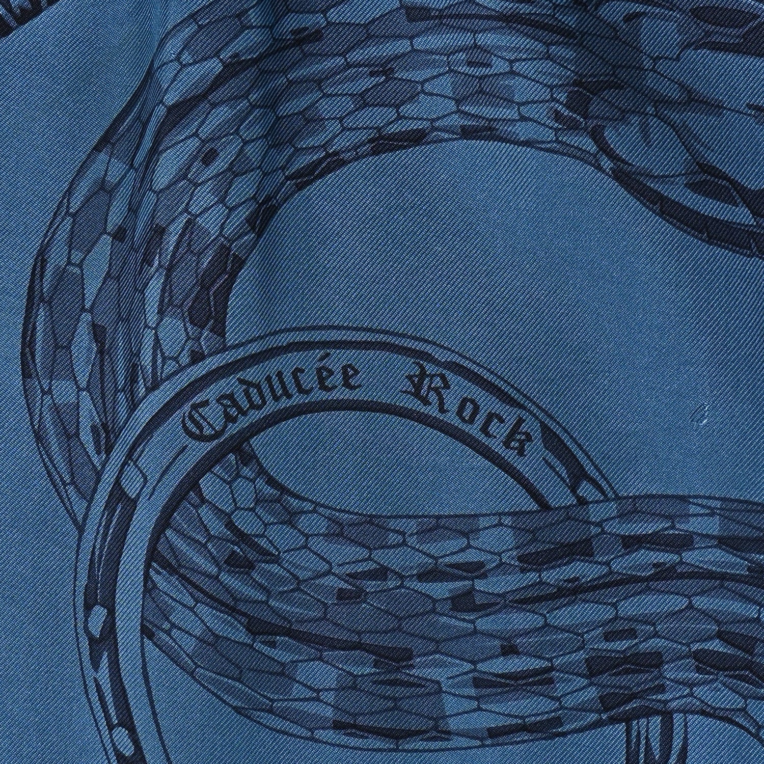 Silk Caducee Rock Tie and Dye Scarf 100 Blue Jean Marine