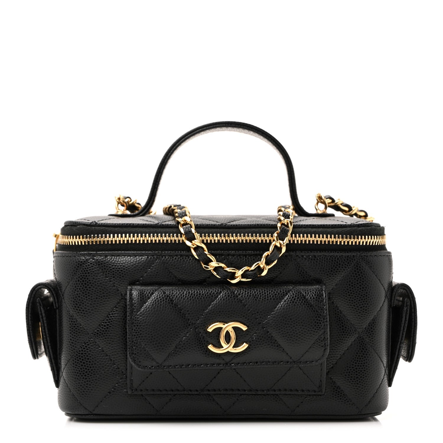 Caviar Quilted Polly Pocket East West Top Vanity With Chain Black