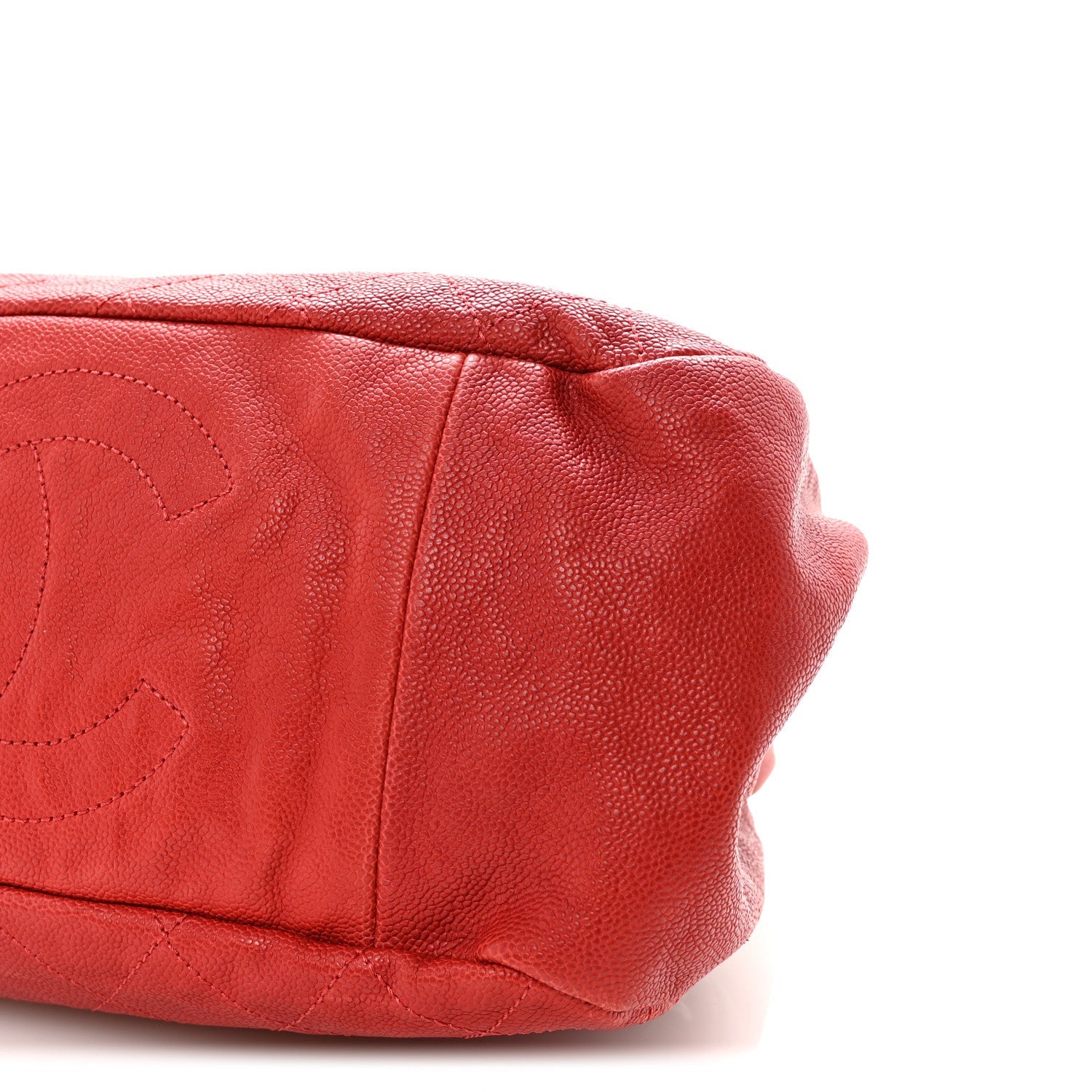 Caviar Quilted Frame CC Shopping Tote Red